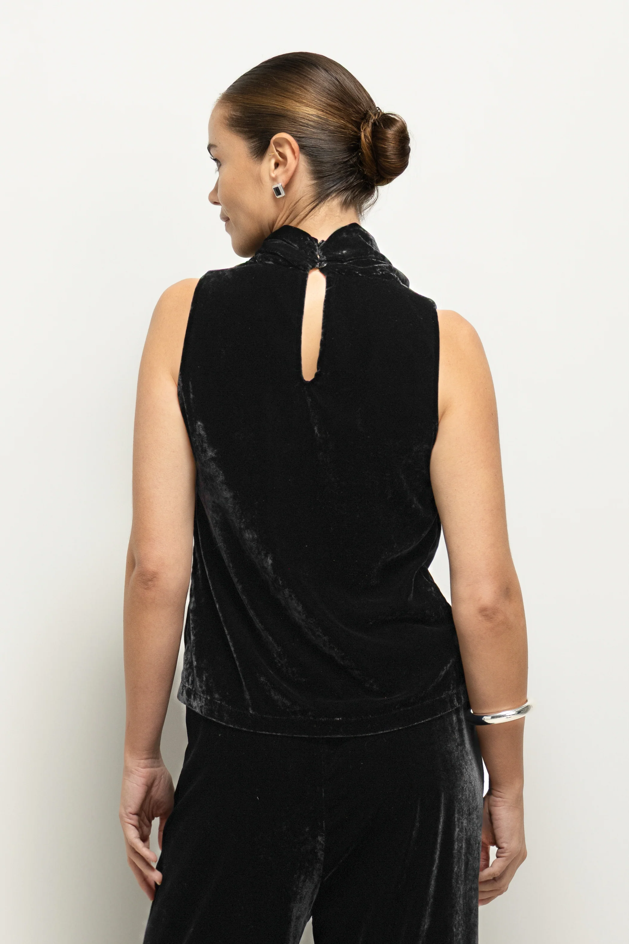 Piper Velvet Draped Sleeveless Top | Black - Image 2