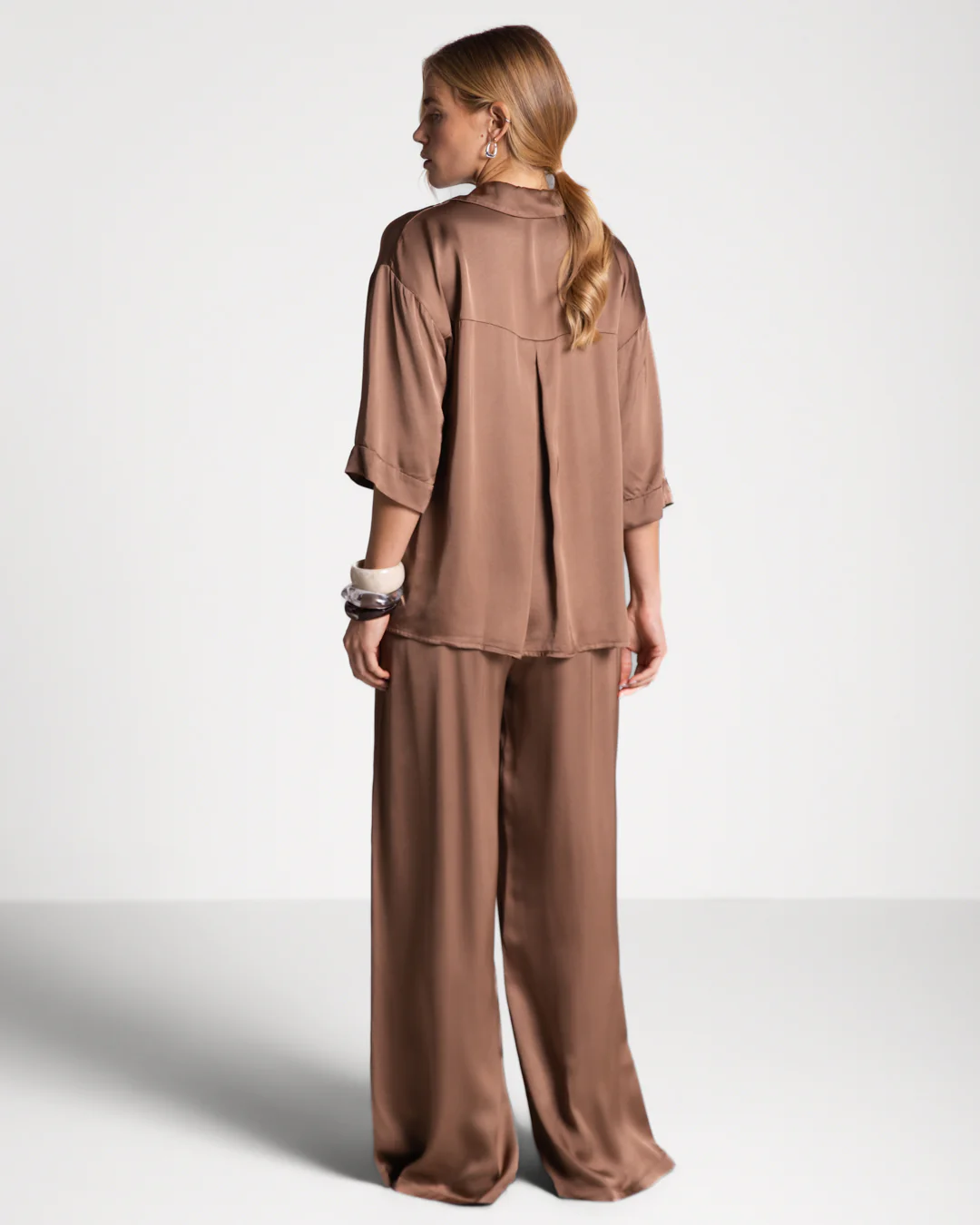 Nora Drawstring Satin Pants | Maple - Image 3