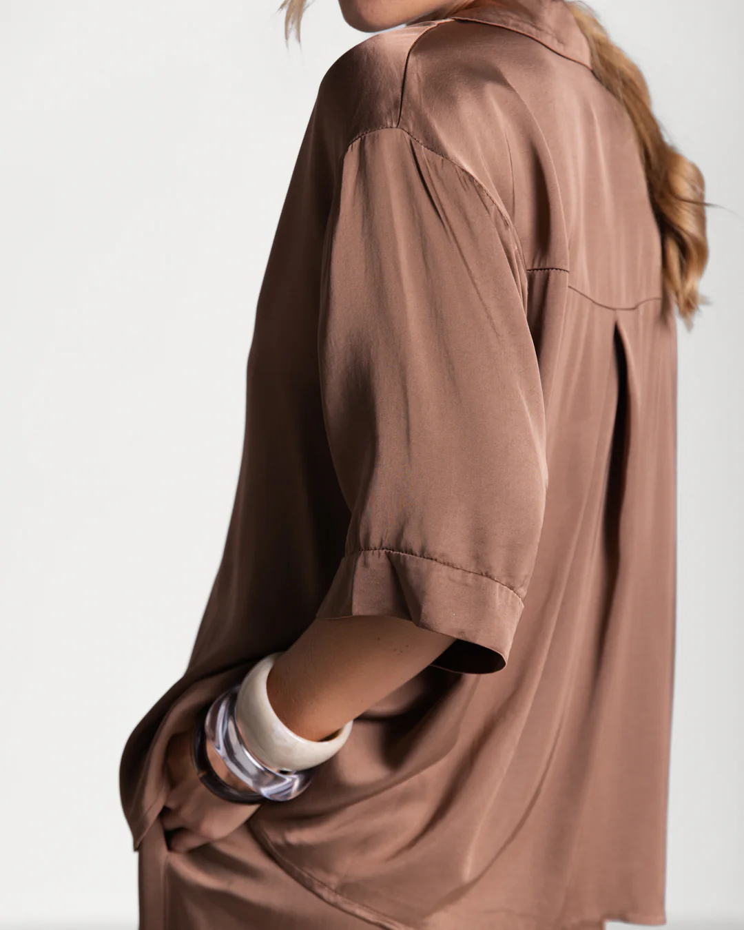 Rhea Satin Shirt | Maple - Image 4