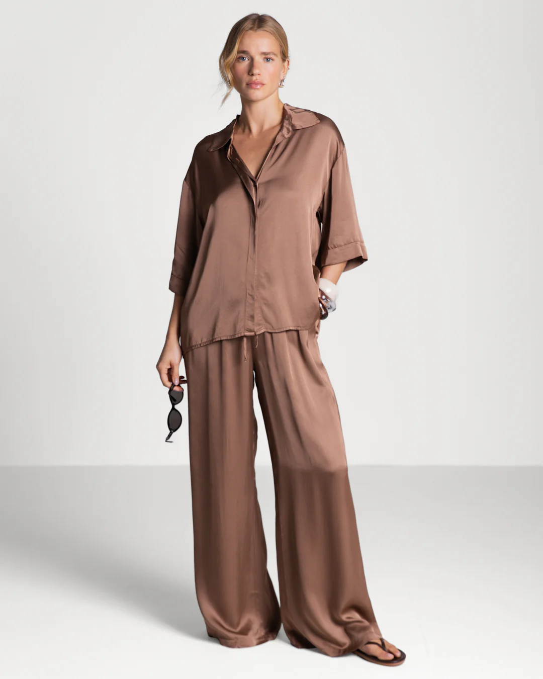 Nora Drawstring Satin Pants | Maple - Image 5