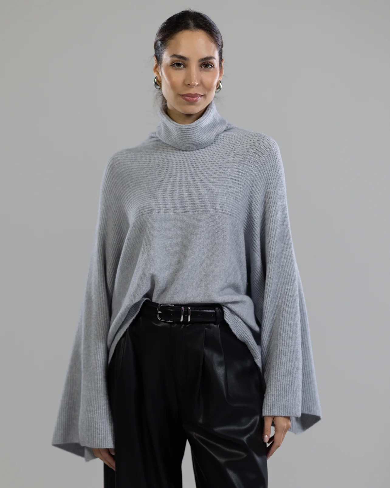 Ribbed Roll Neck Sweater | Light Grey - Image 7