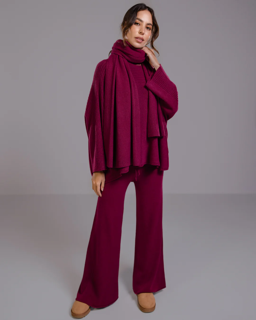 Ribbed Shawl | Burgundy - Image 2
