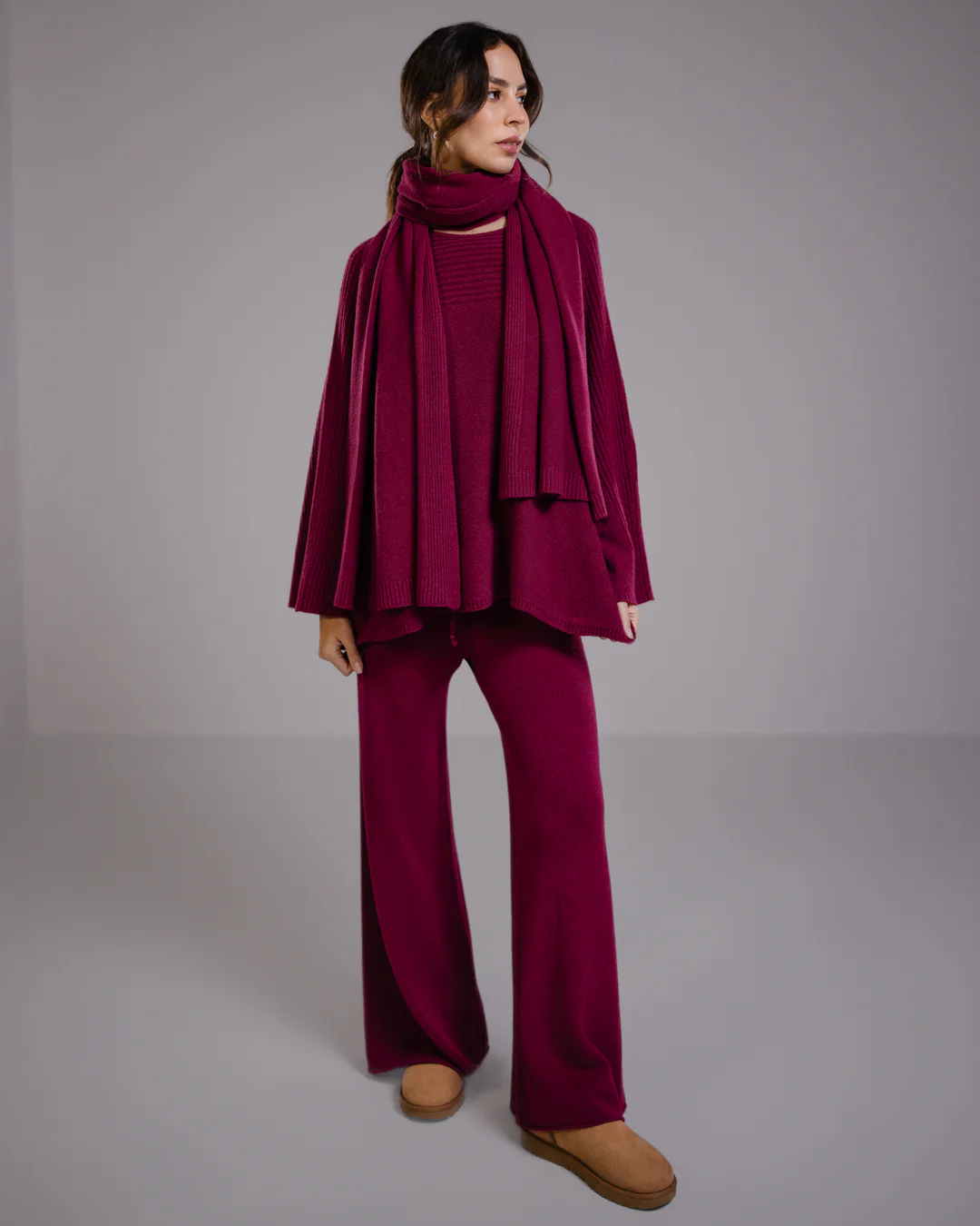 Ribbed Shawl | Burgundy - Image 3