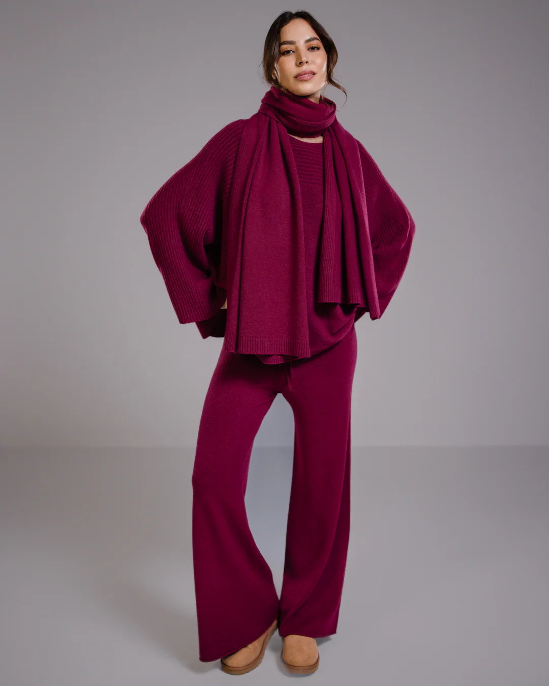 Ribbed Shawl | Burgundy - Image 4