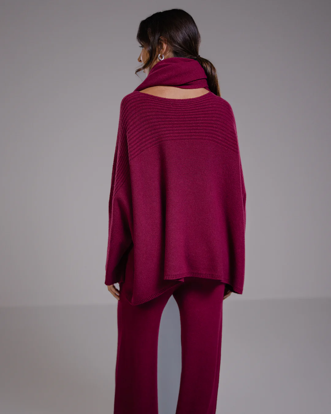 Ribbed Shawl | Burgundy - Image 5