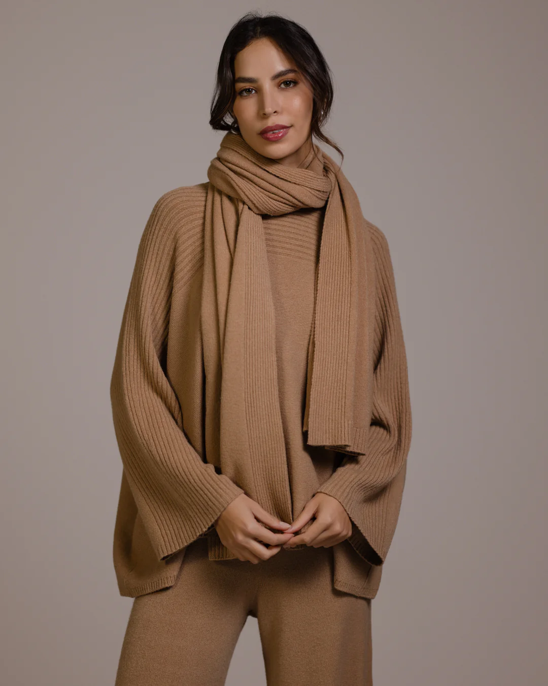 Ribbed Shawl | Camel - Image 3
