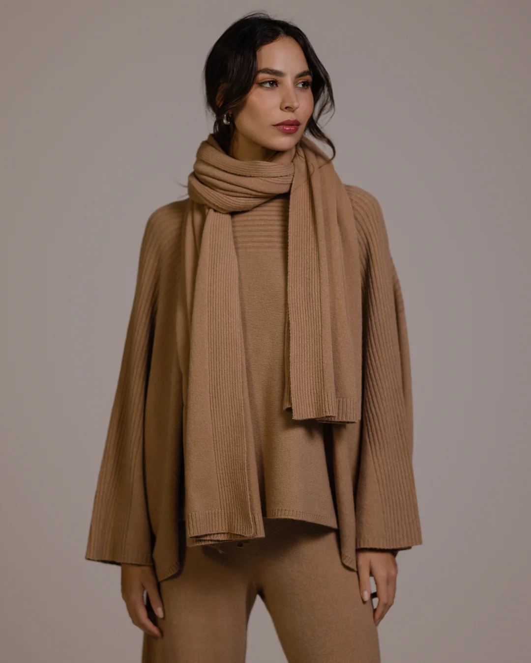 Ribbed Shawl | Camel - Image 4