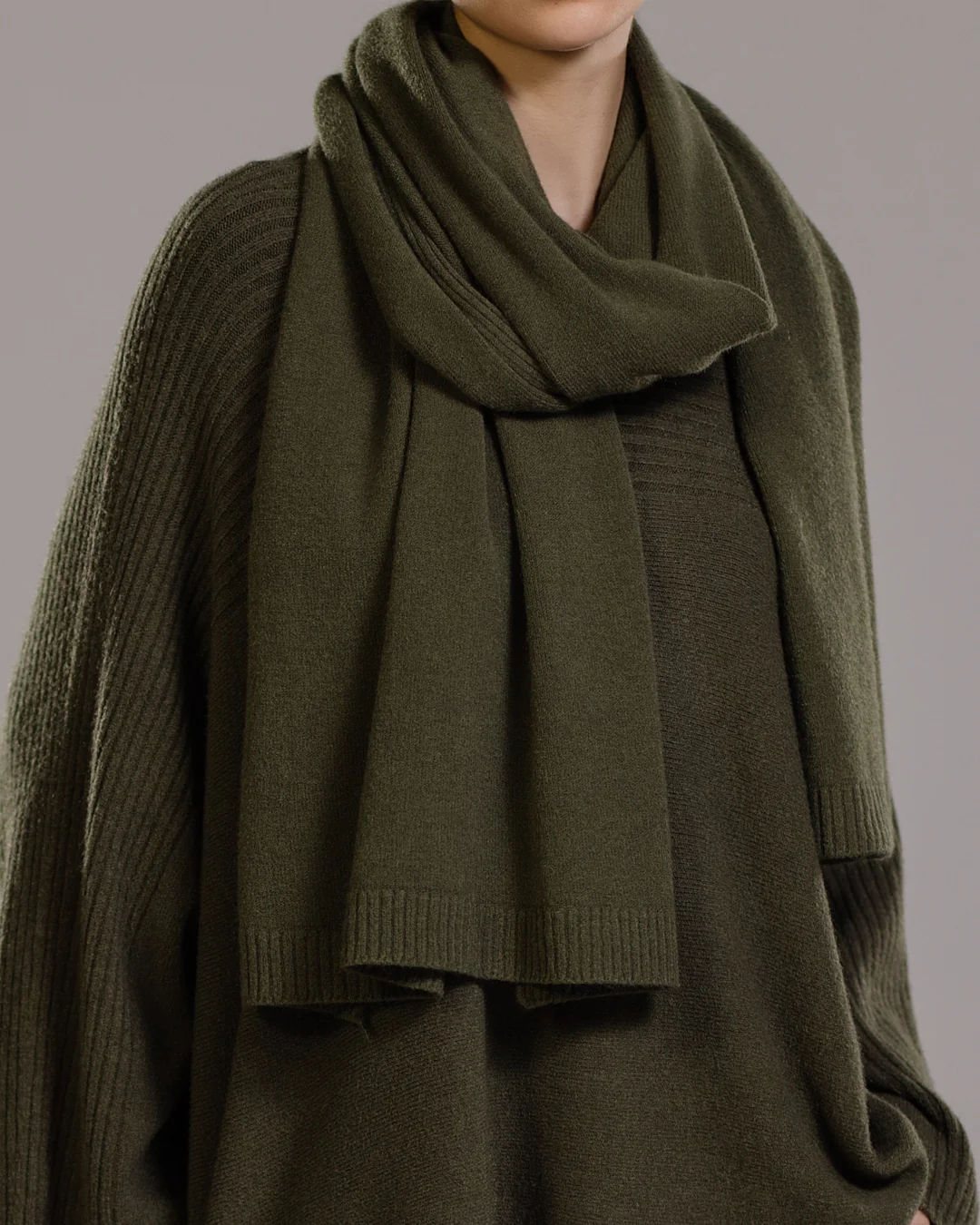 Ribbed Shawl | Khaki - Image 3