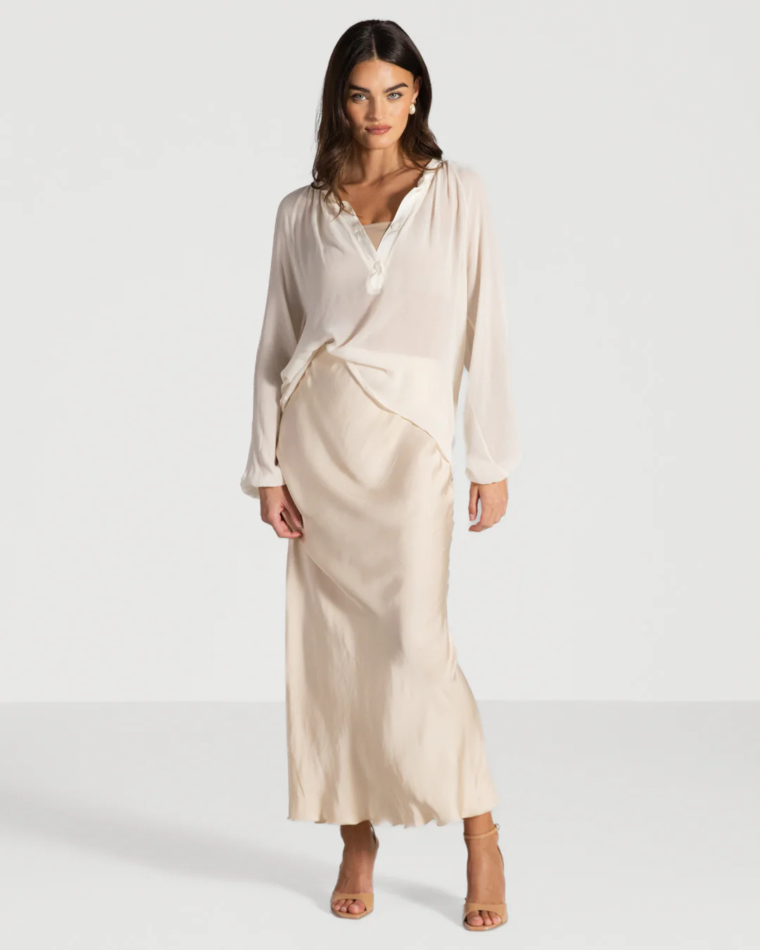 Rosalind Satin Skirt | Cream - Image 2