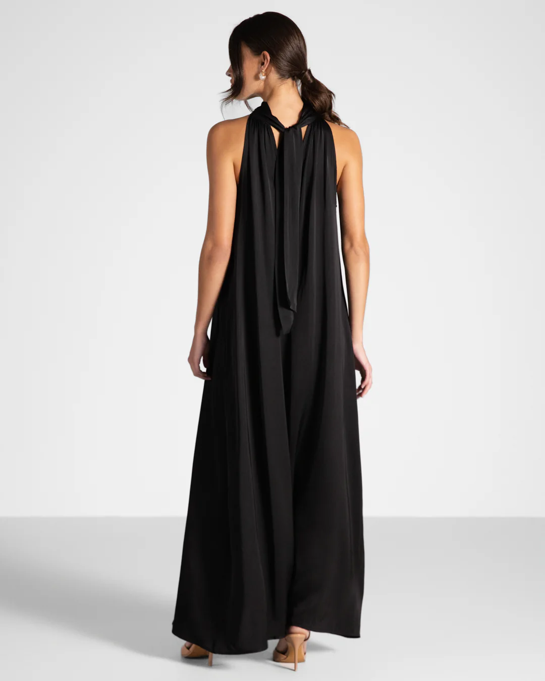 Ruby Satin Halterneck Dress | Black - Image 2