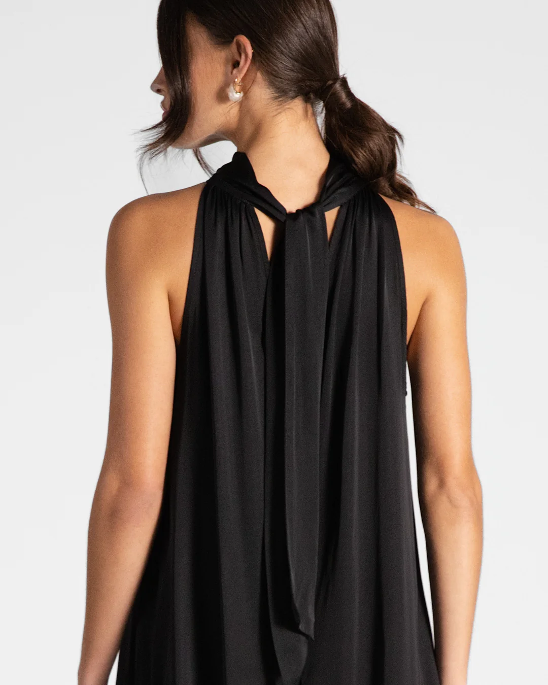 Ruby Satin Halterneck Dress | Black - Image 8