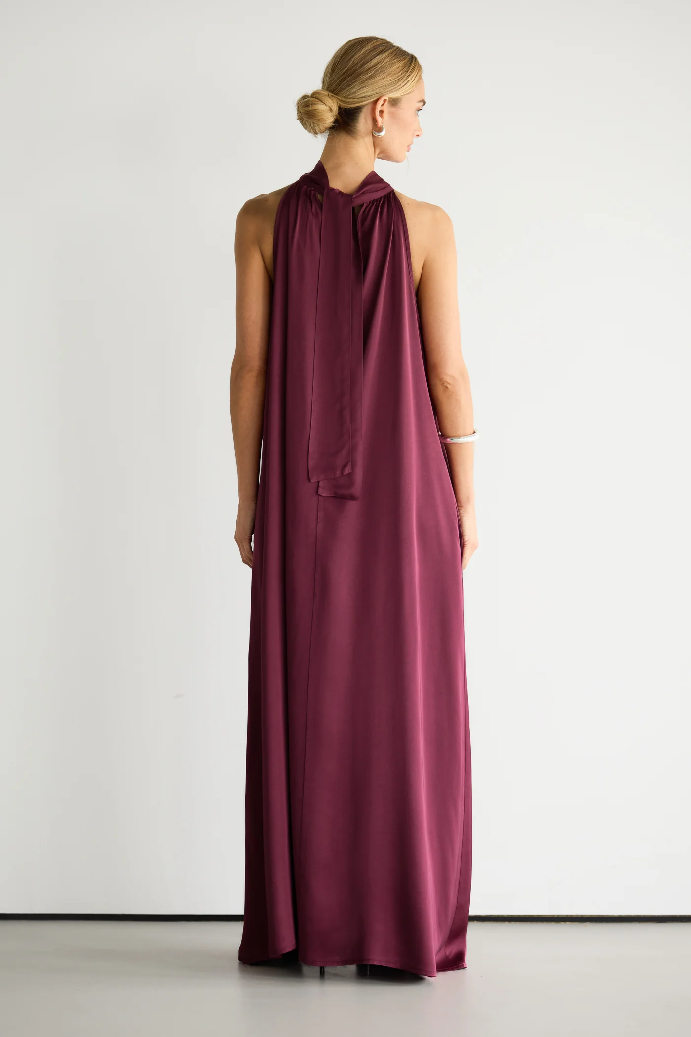 Ruby Halterneck Satin Dress | Damson - Image 3