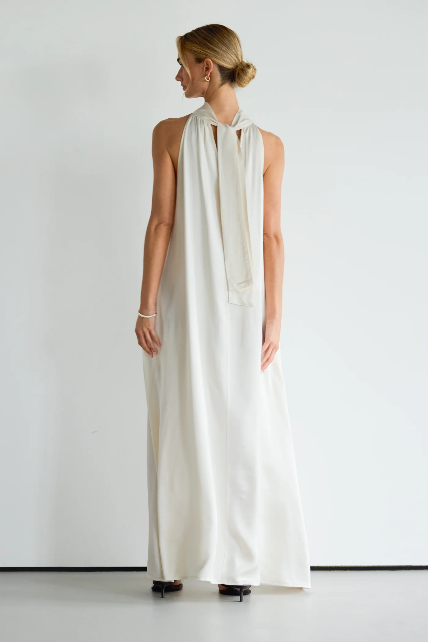Ruby Halterneck Satin Dress | Ivory - Image 2