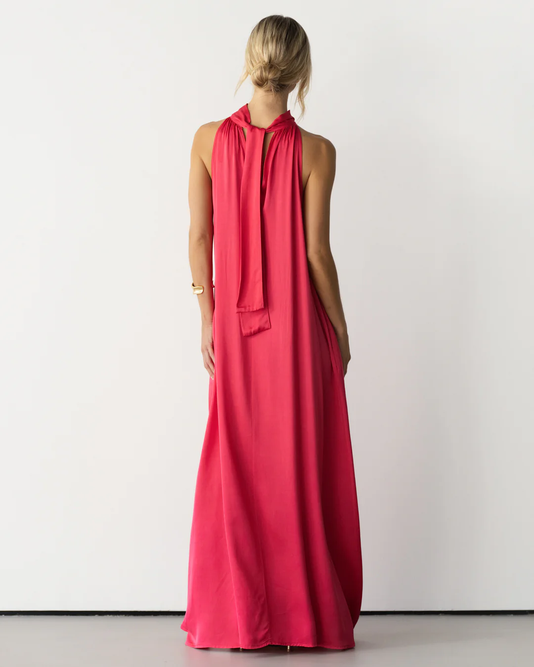 Ruby Halterneck Satin Dress | Raspberry - Image 2