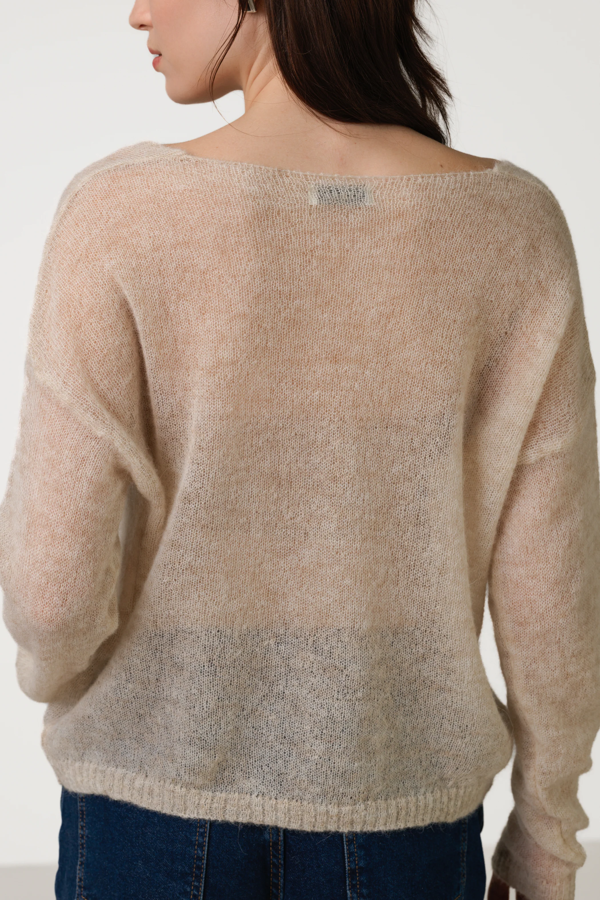 Rue Sheer Sweater | Beige | Alpaca Blend - Image 5