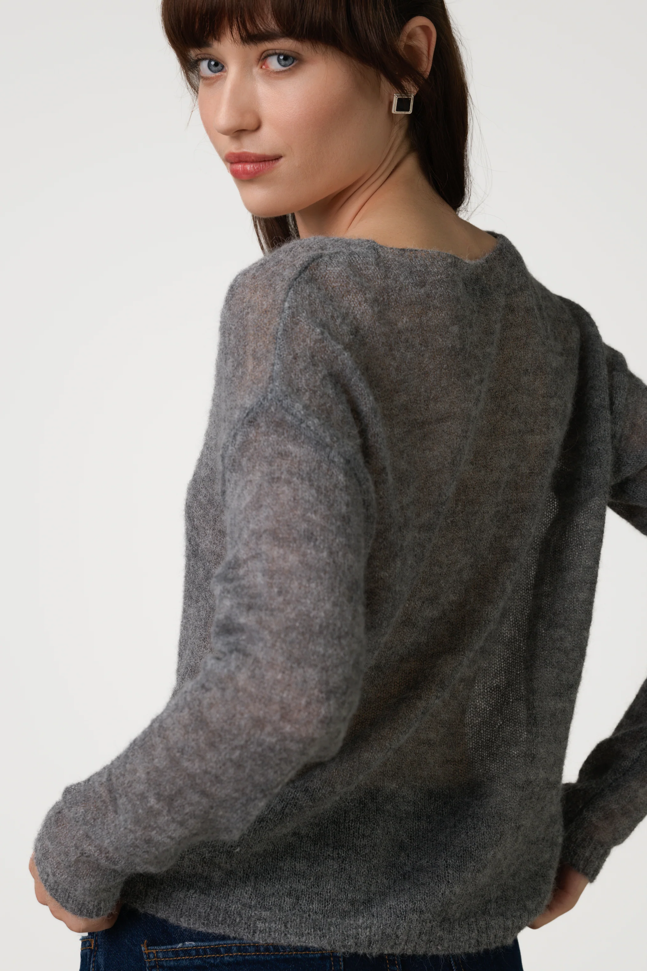 Rue Sheer Sweater | Grey | Alpaca Blend - Image 2