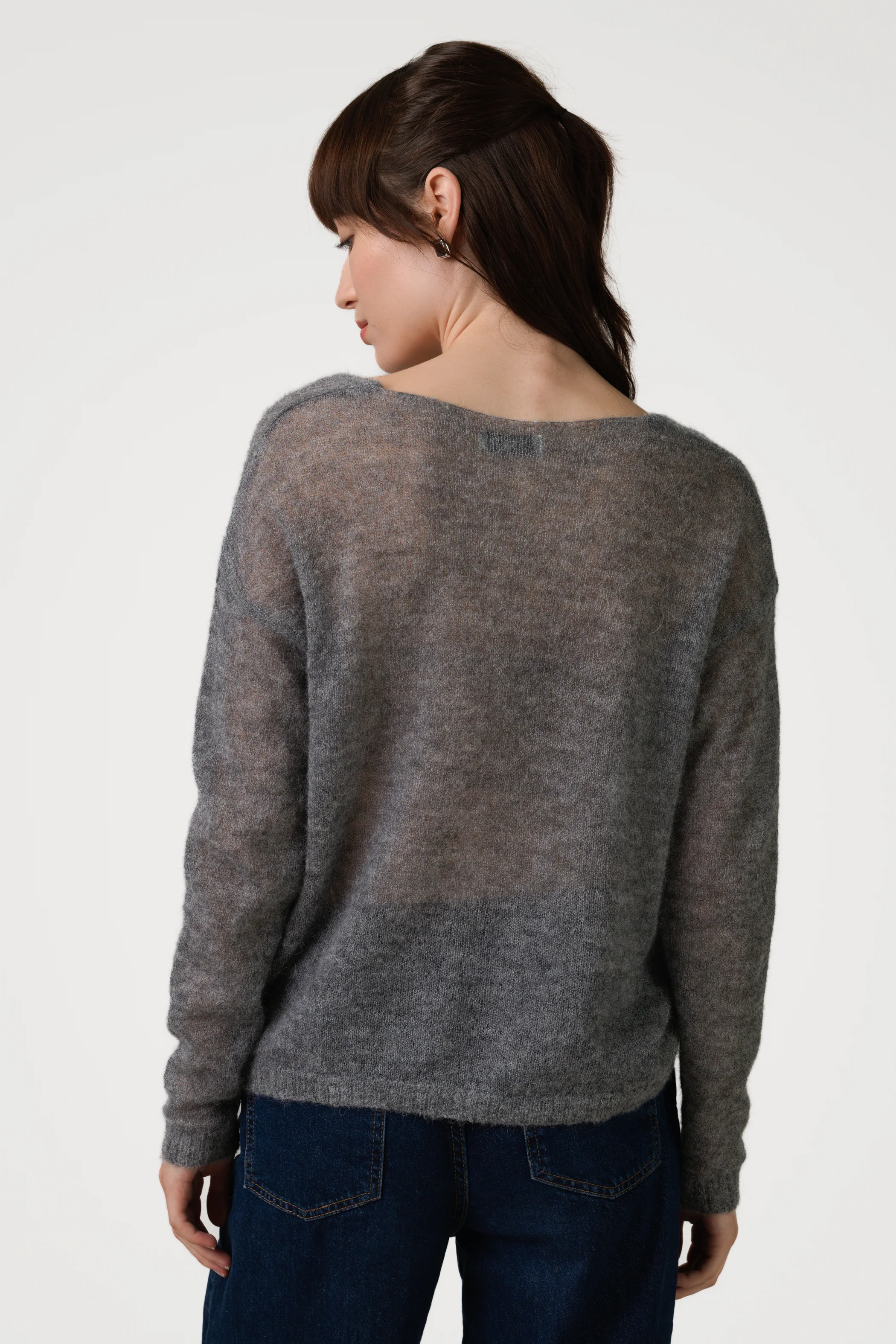 Rue Sheer Sweater | Grey | Alpaca Blend - Image 3