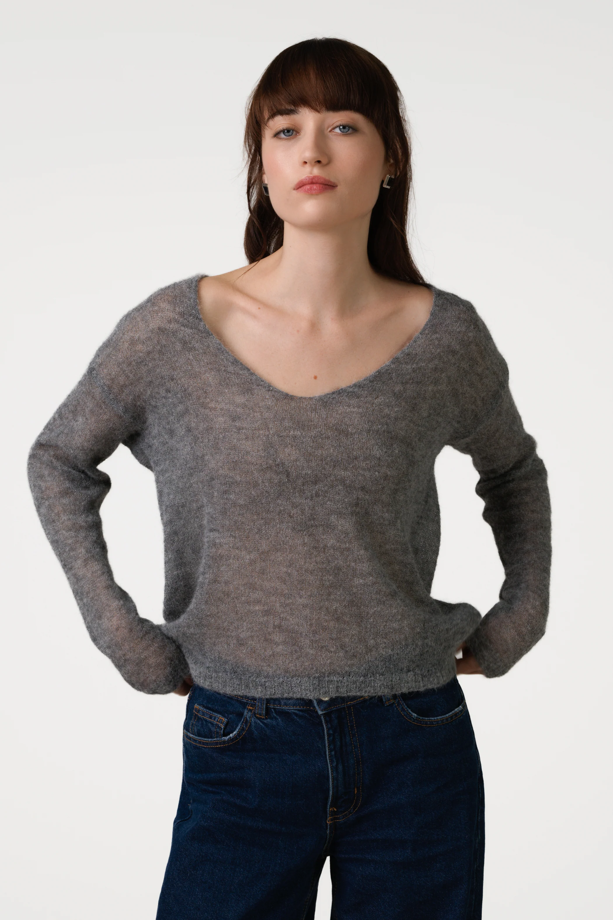 Rue Sheer Sweater | Grey | Alpaca Blend - Image 4