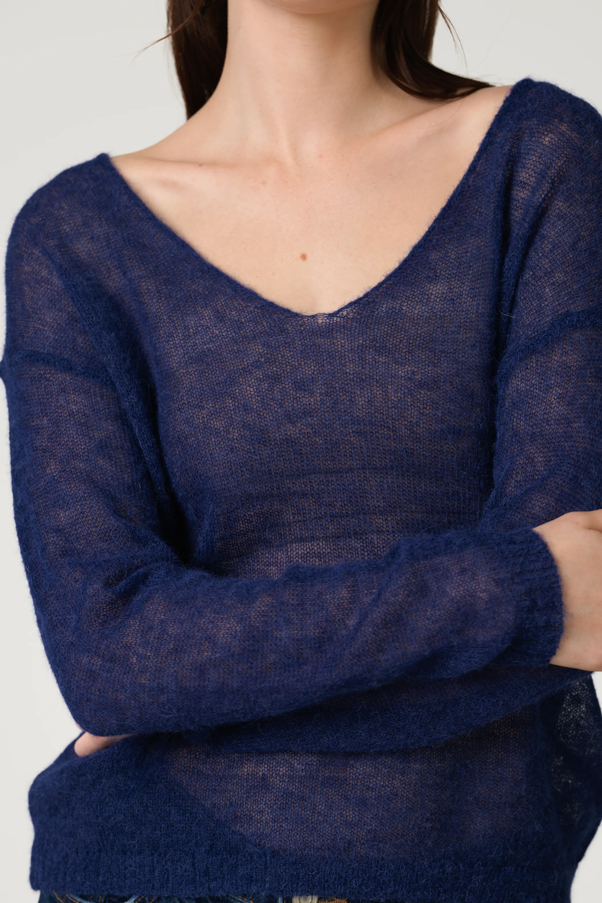 Rue Sheer Sweater | Navy | Alpaca Blend - Image 2