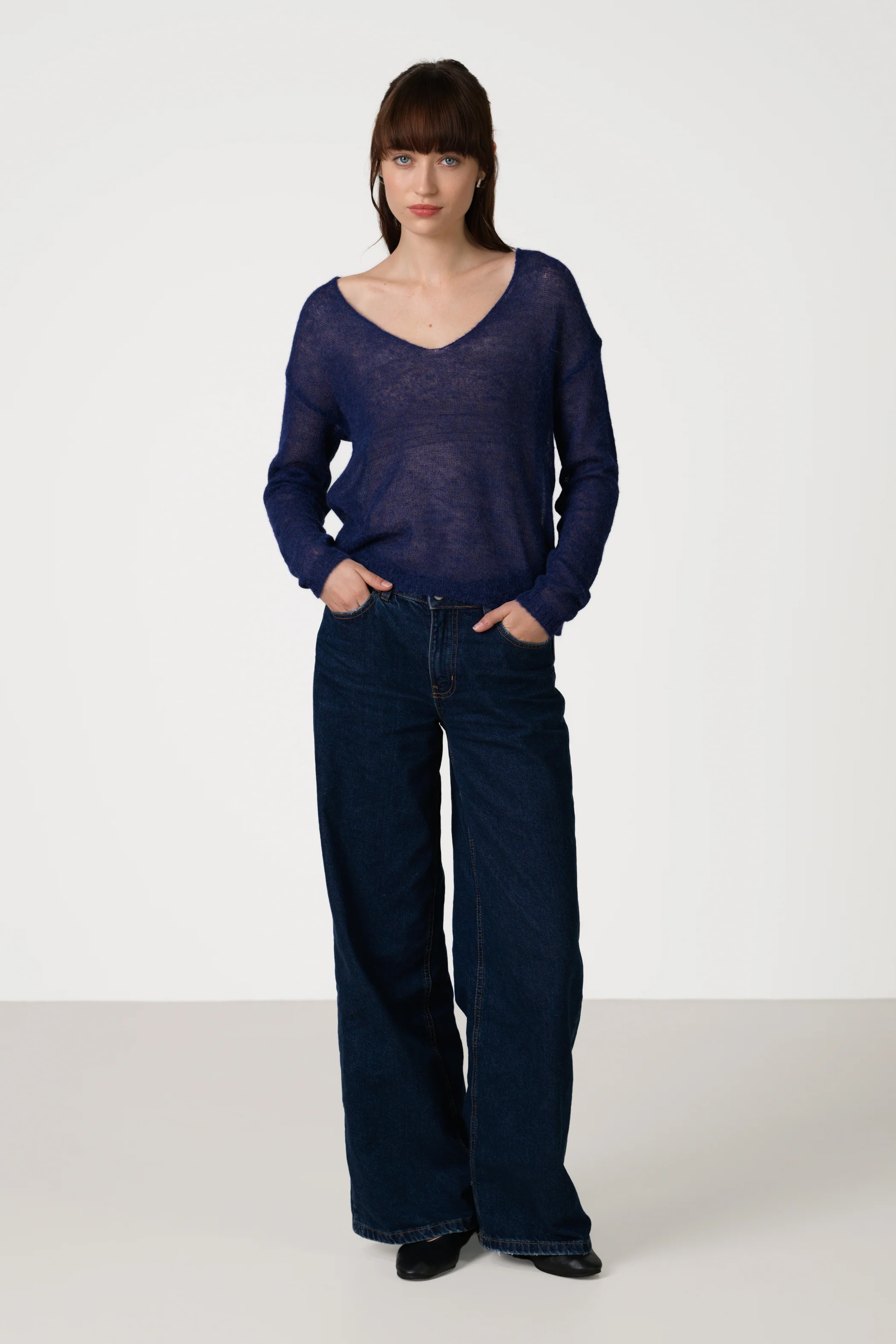 Rue Sheer Sweater | Navy | Alpaca Blend - Image 3