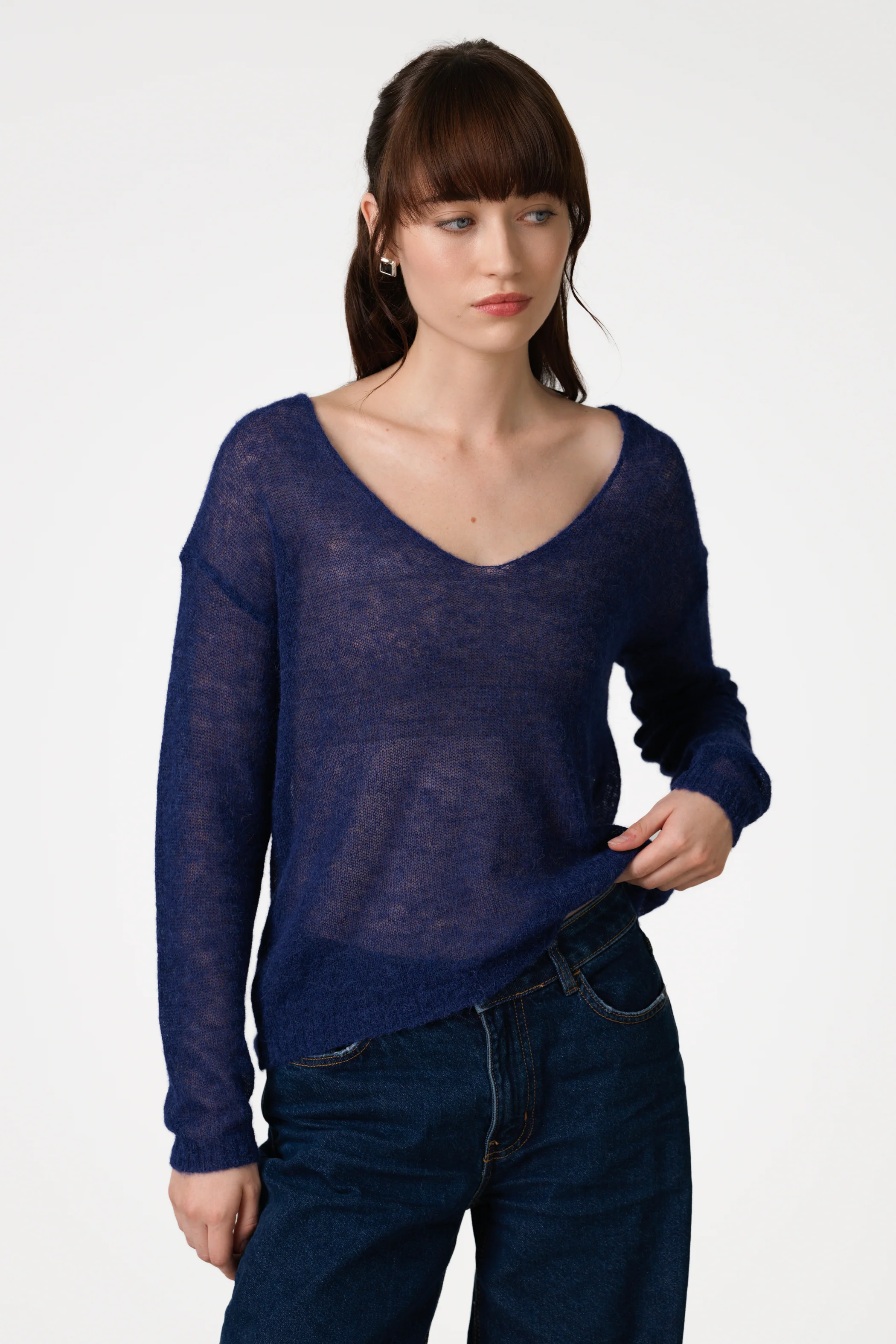 Rue Sheer Sweater | Navy | Alpaca Blend - Image 4