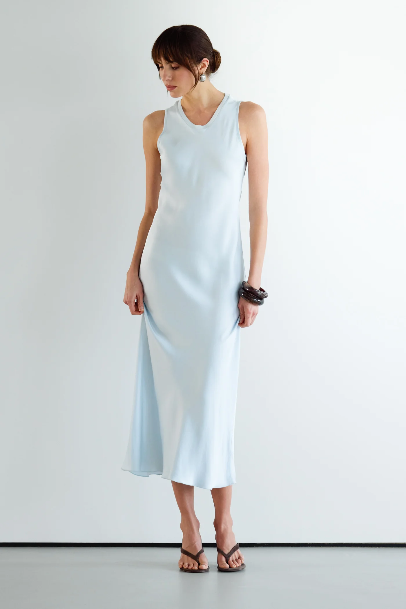 Sabrina Sleeveless Satin Dress | Glacier - Image 3