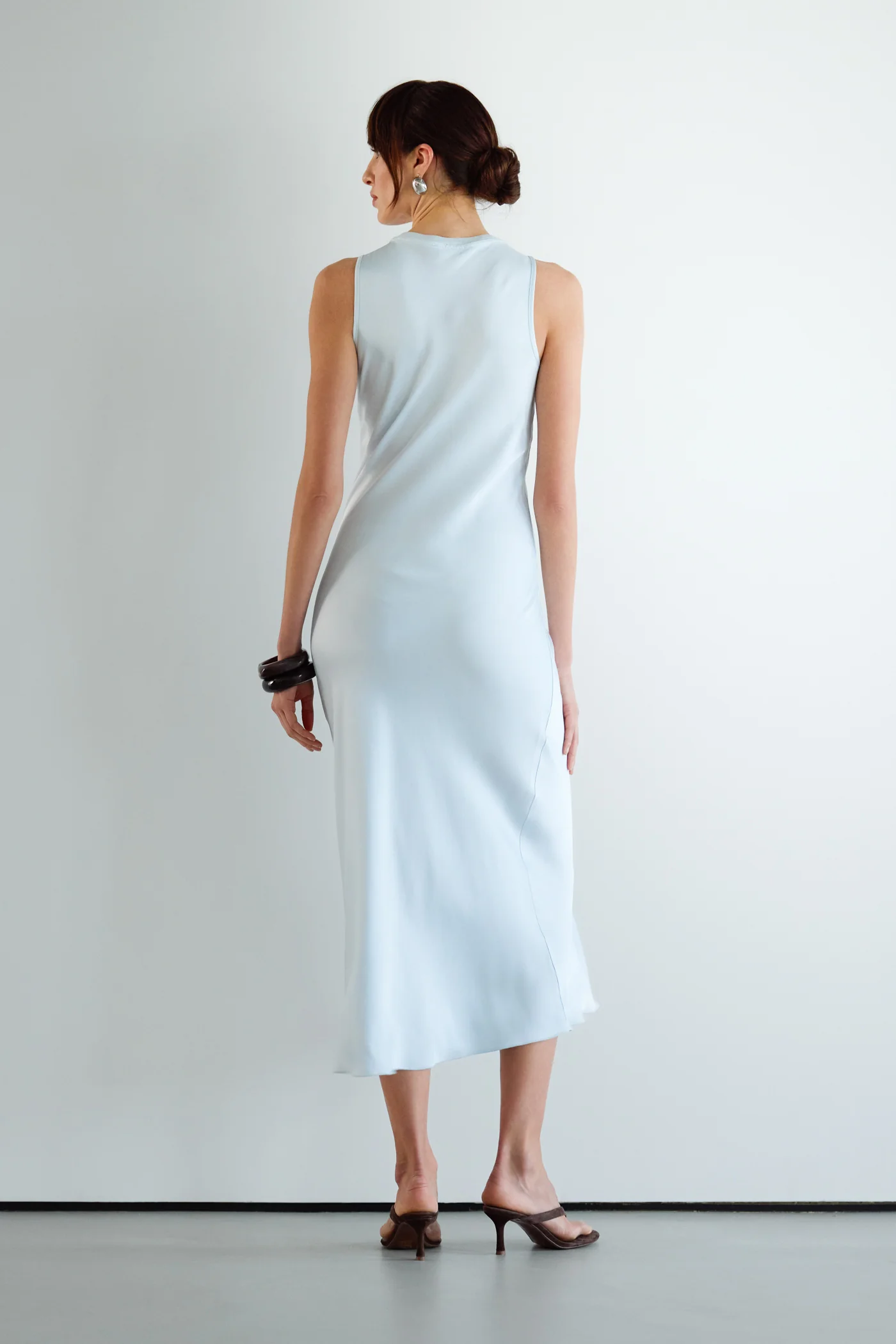 Sabrina Sleeveless Satin Dress | Glacier - Image 4