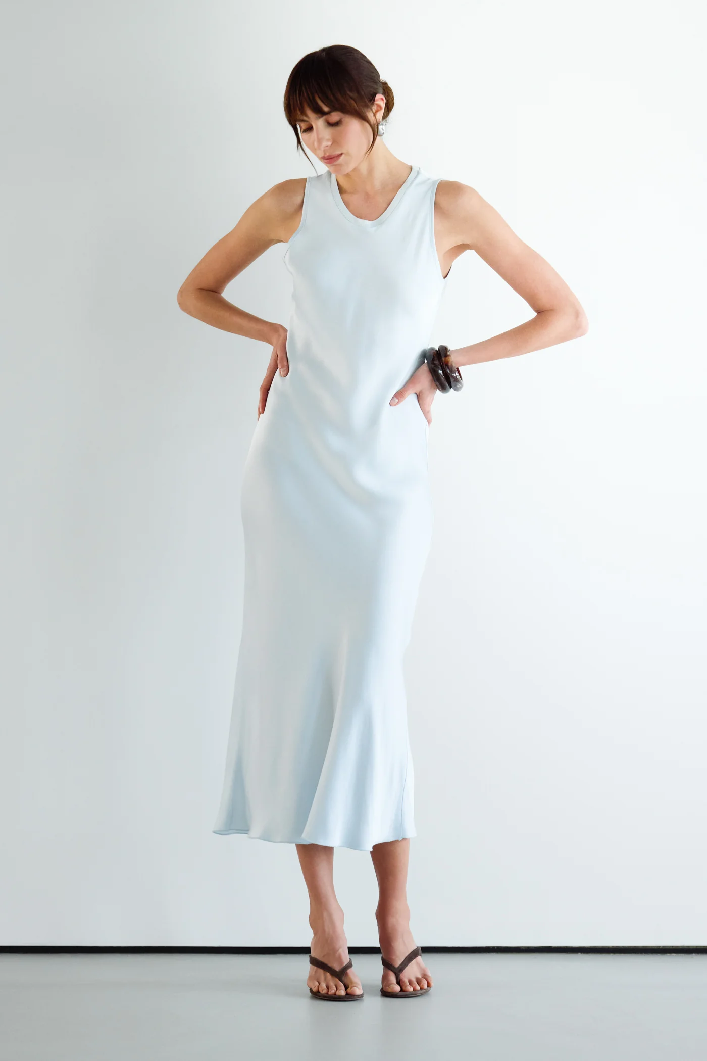 Sabrina Sleeveless Satin Dress | Glacier - Image 7