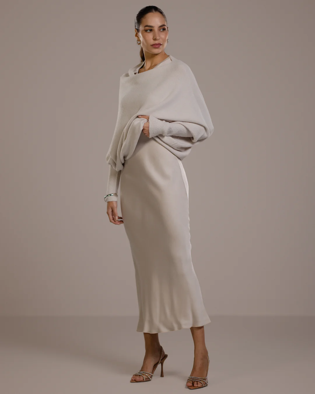 Sabrina Sleeveless Satin Dress | Light Beige - Image 6