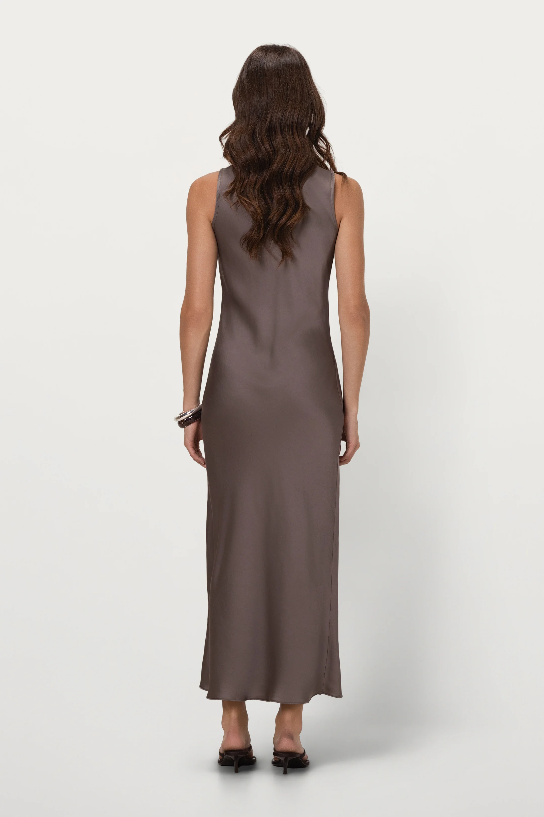 Sabrina Sleeveless Satin Dress | Mink - Image 4