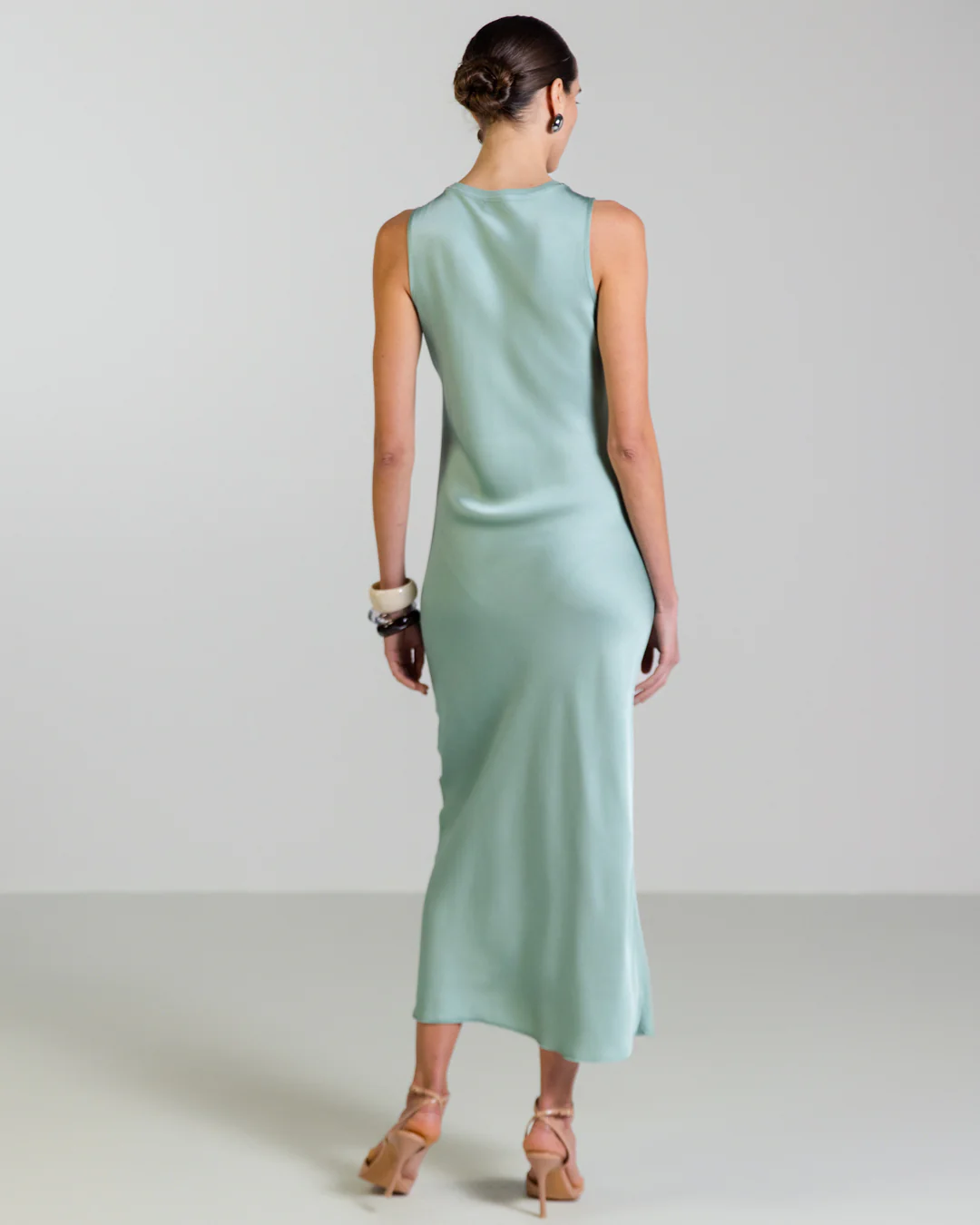 Sabrina Sleeveless Satin Dress | Mint - Image 7