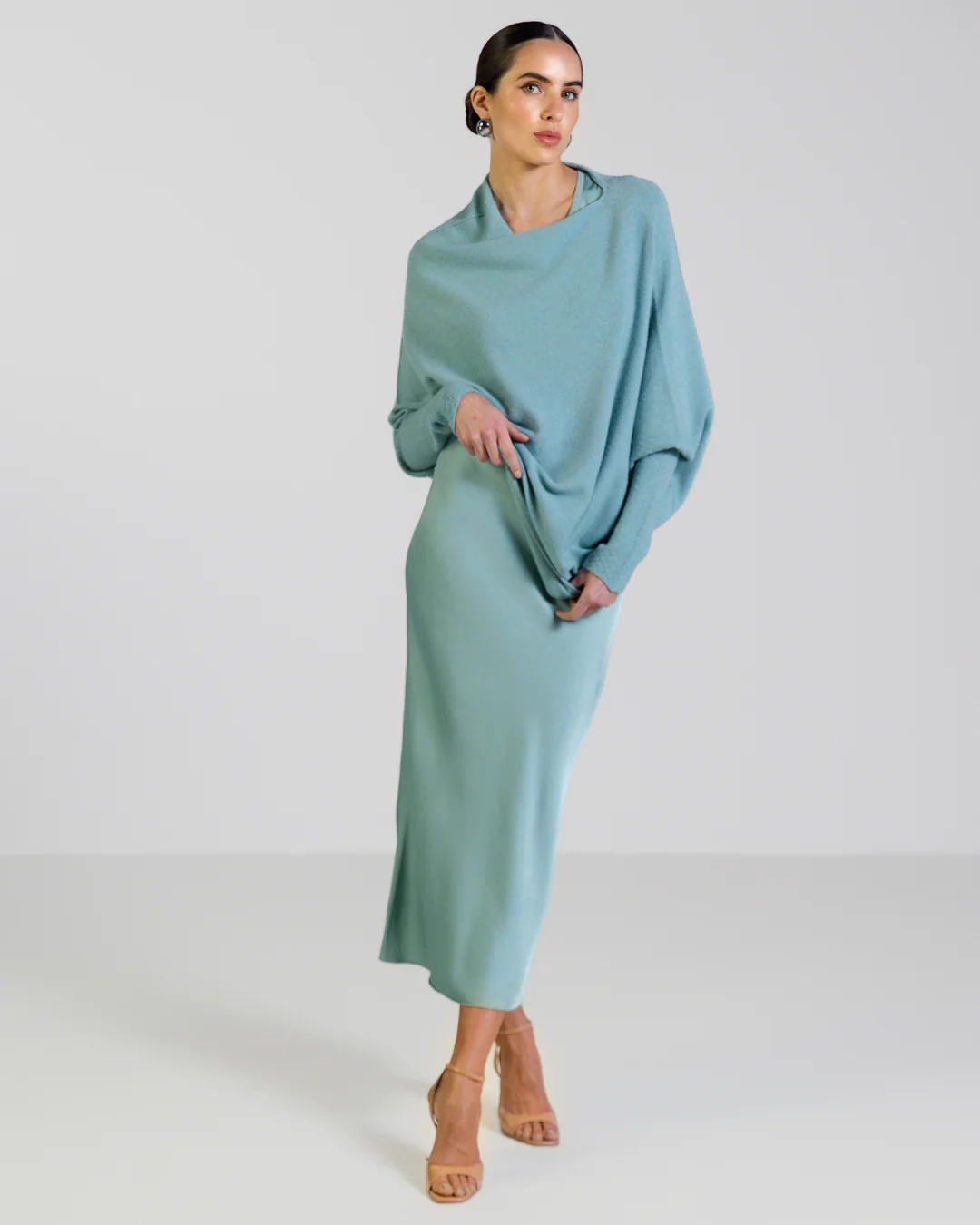 Sabrina Sleeveless Satin Dress | Mint - Image 9