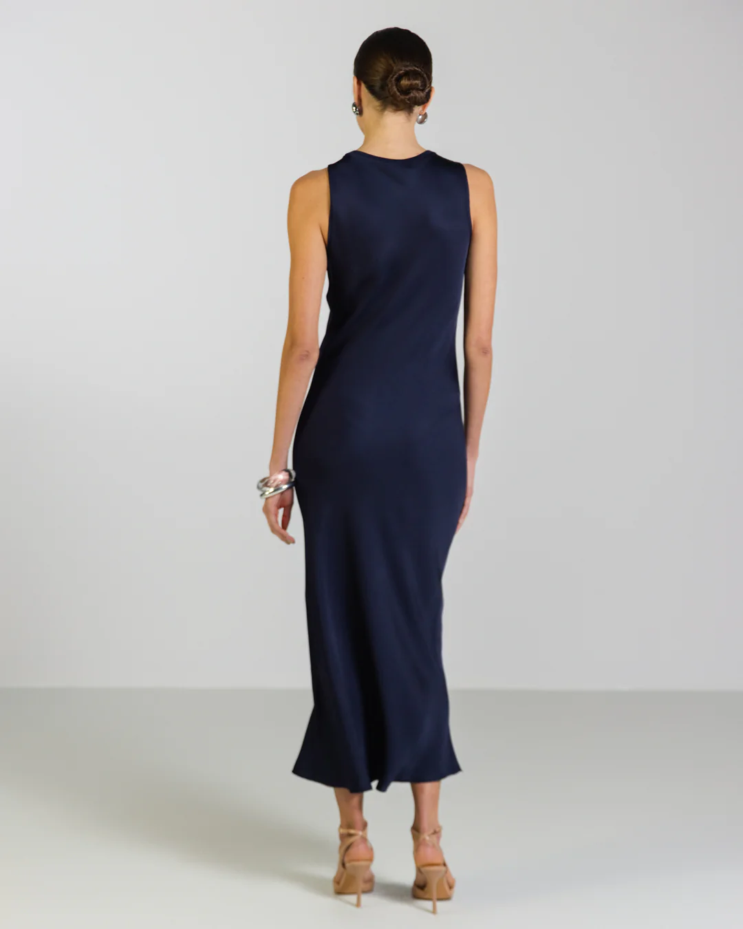 Sabrina Sleeveless Satin Dress | Navy - Image 5