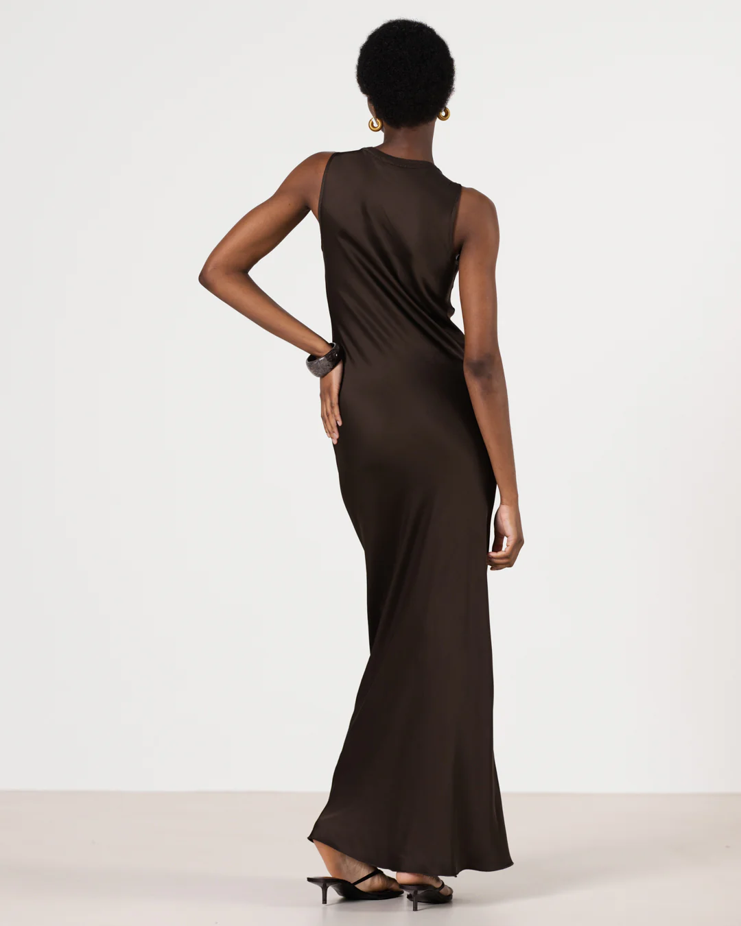 Sabrina Sleeveless Satin Maxi Dress | Cocoa Soleil - Image 2