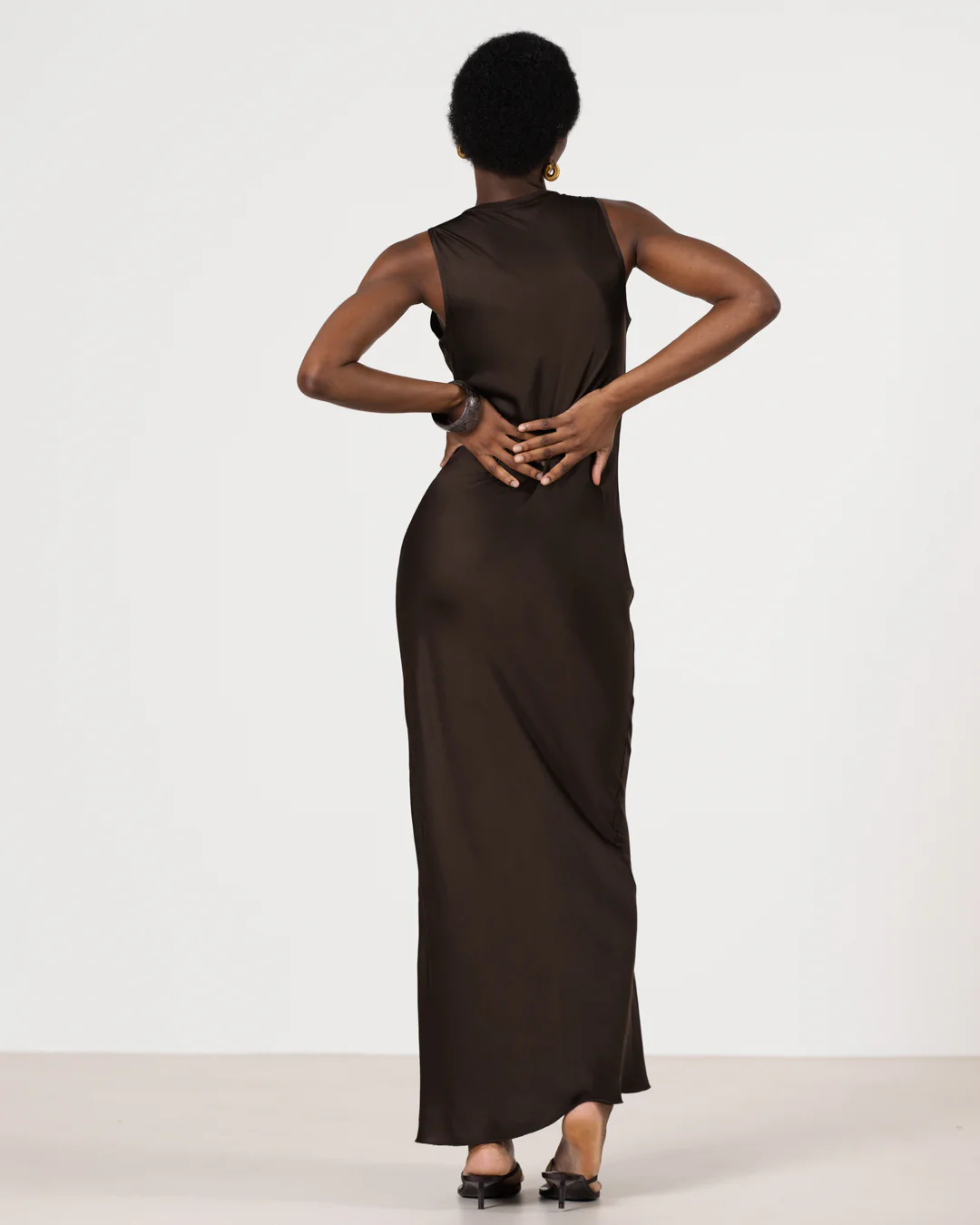 Sabrina Sleeveless Satin Maxi Dress | Cocoa Soleil - Image 5