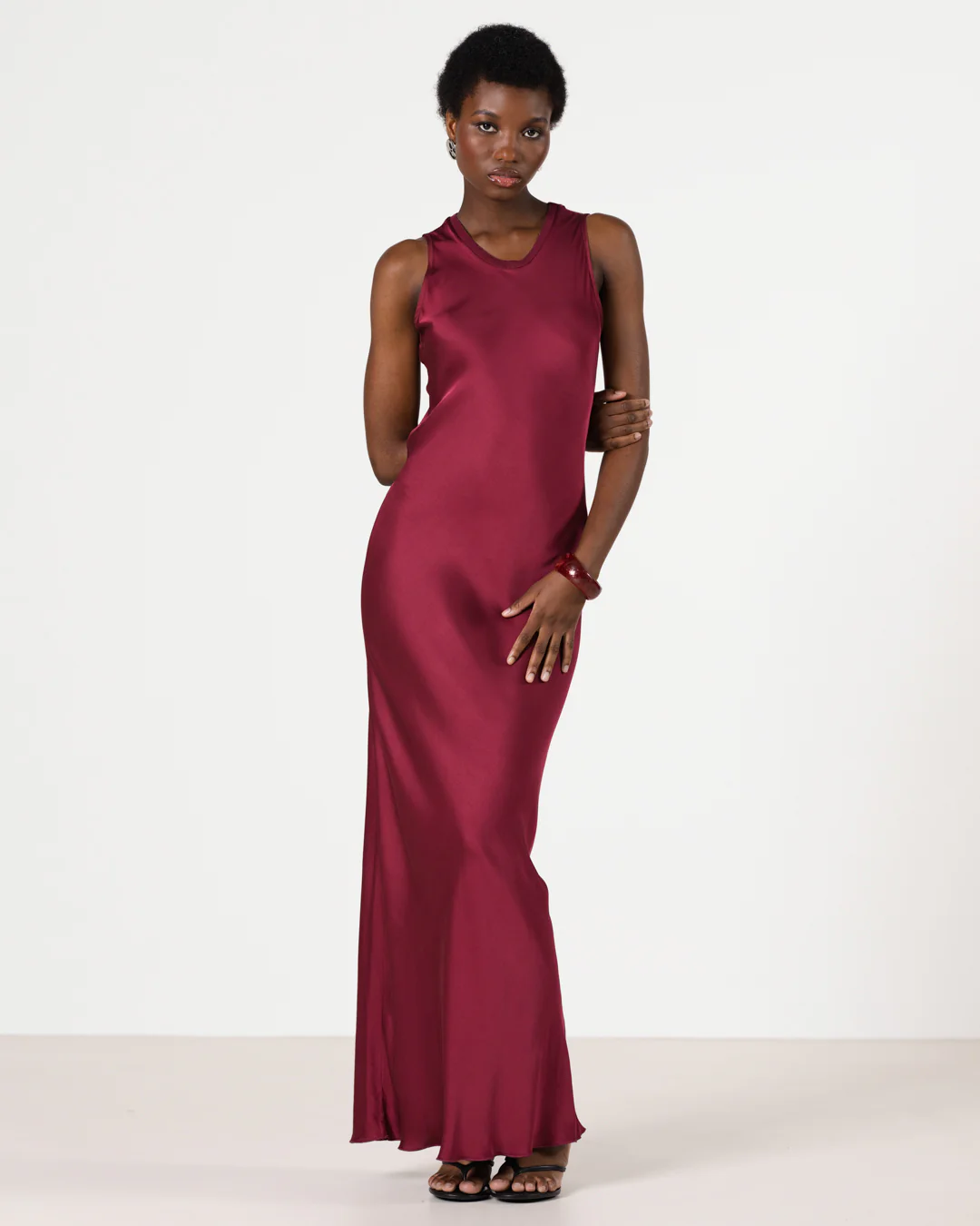 Sabrina Sleeveless Satin Maxi Dress | Dark Cherry - Image 2