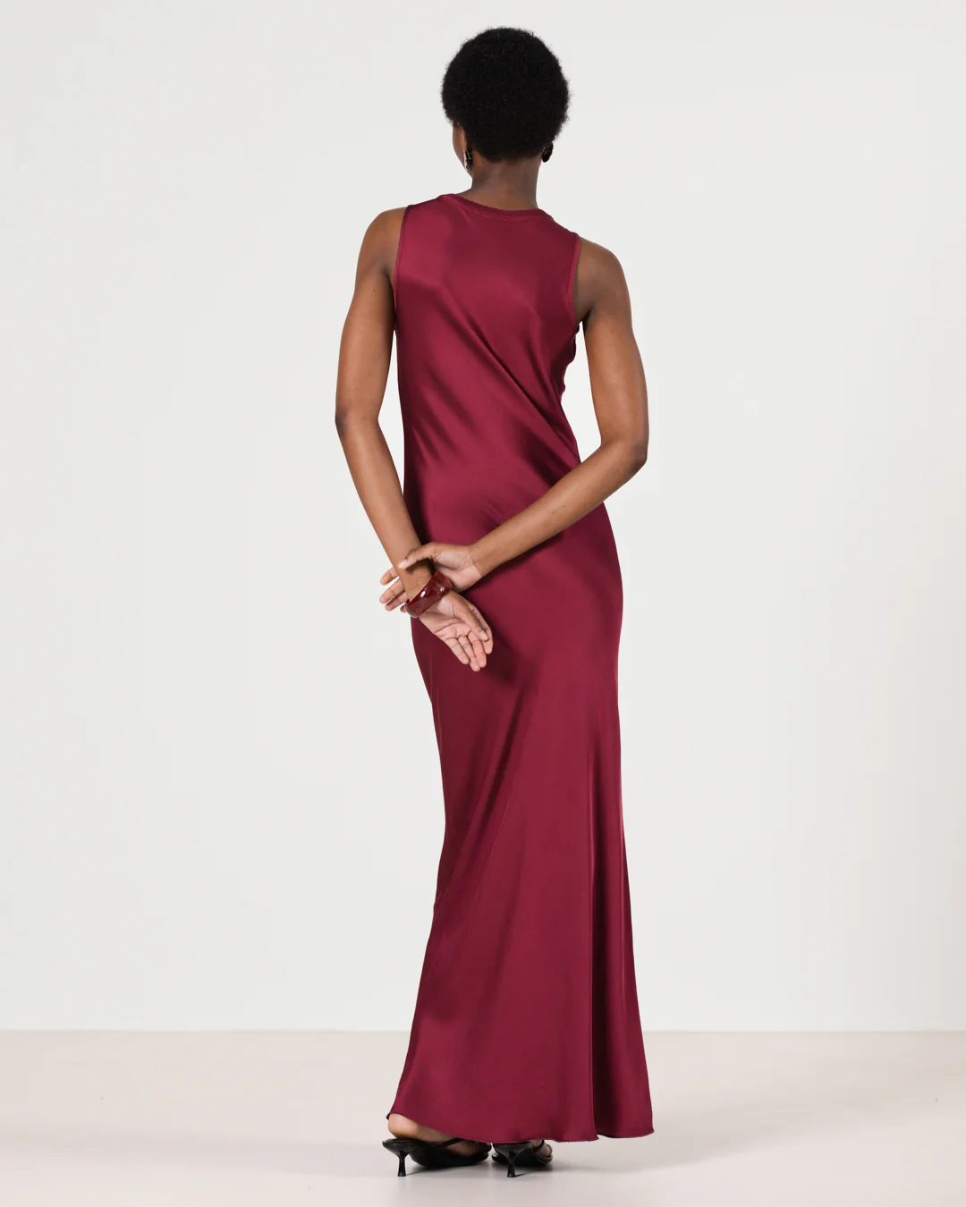 Sabrina Sleeveless Satin Maxi Dress | Dark Cherry - Image 3