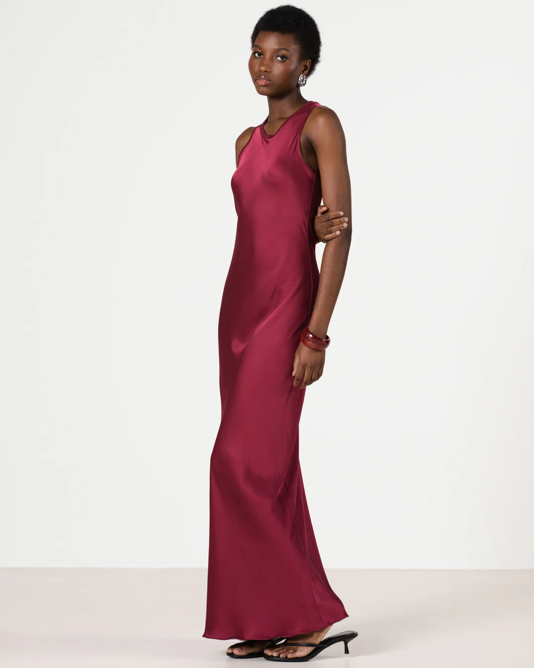 Sabrina Sleeveless Satin Maxi Dress | Dark Cherry - Image 4