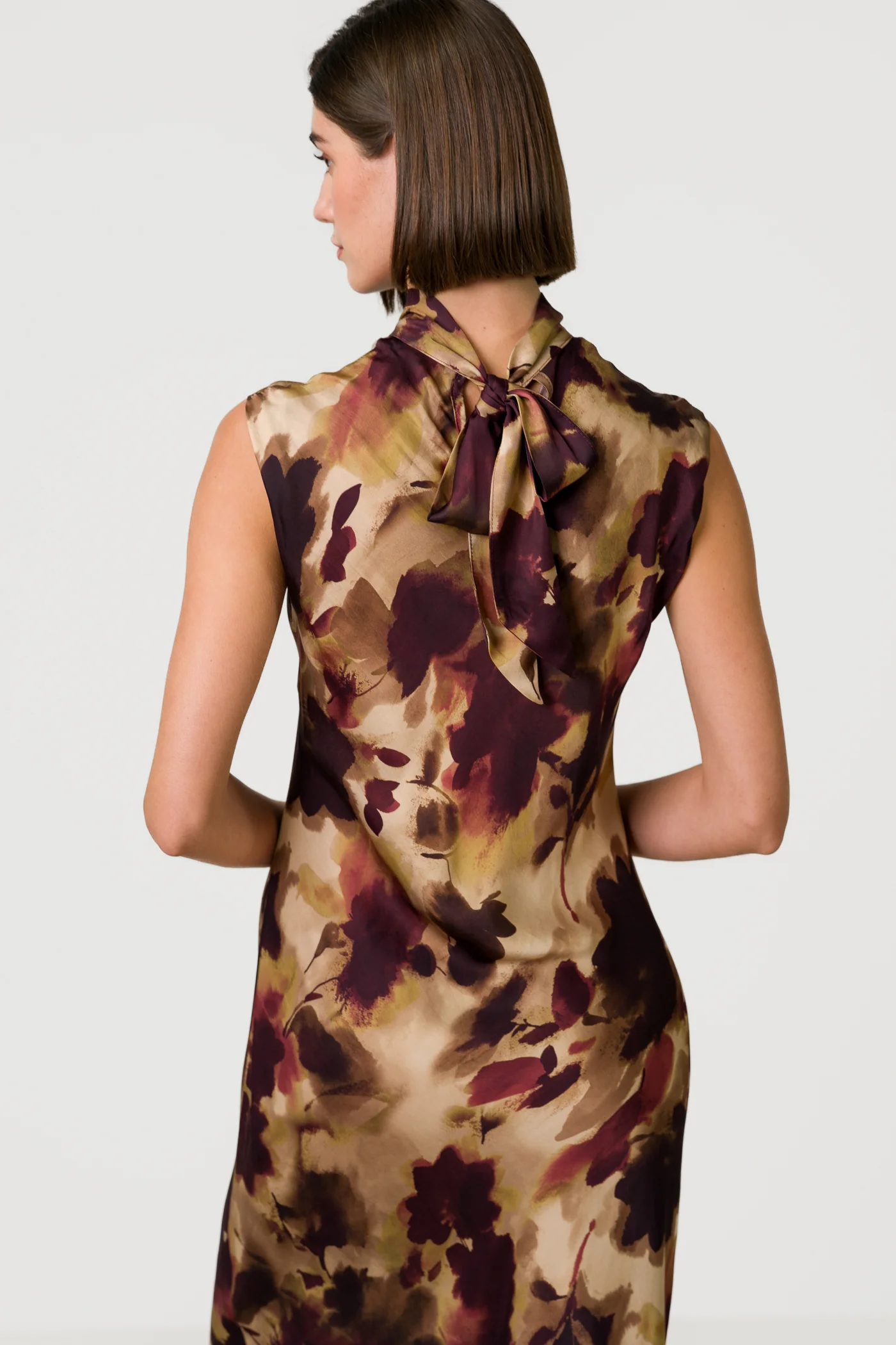 Selena Halterneck Satin Midi Dress | Plum Floral - Image 6