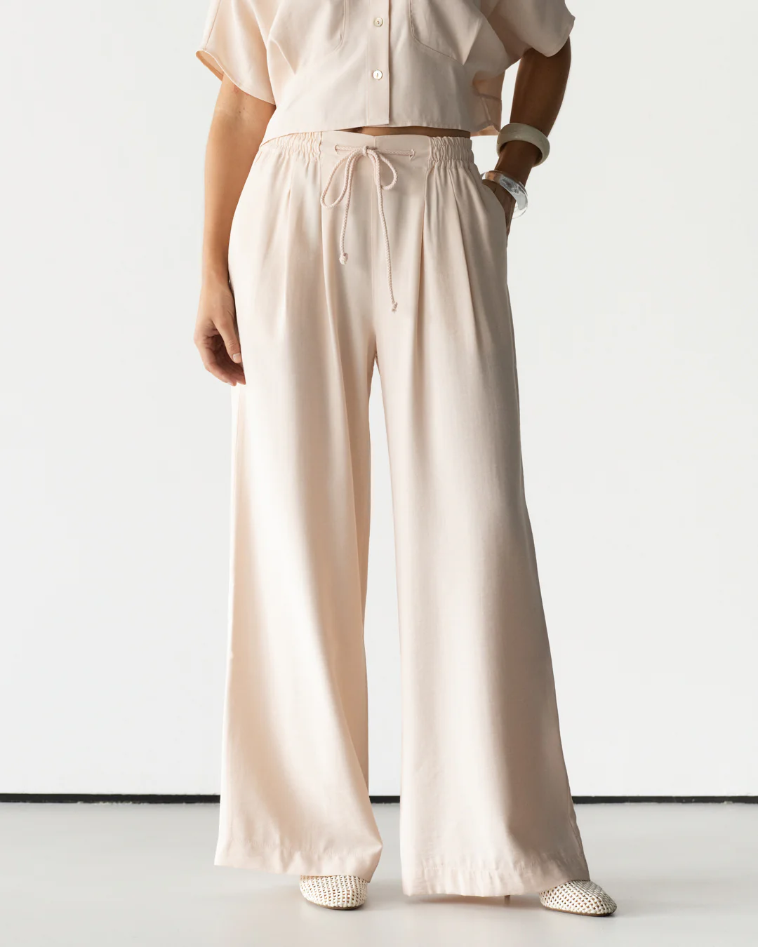Serena Drawstring Trousers | Dusty Pink - Image 3