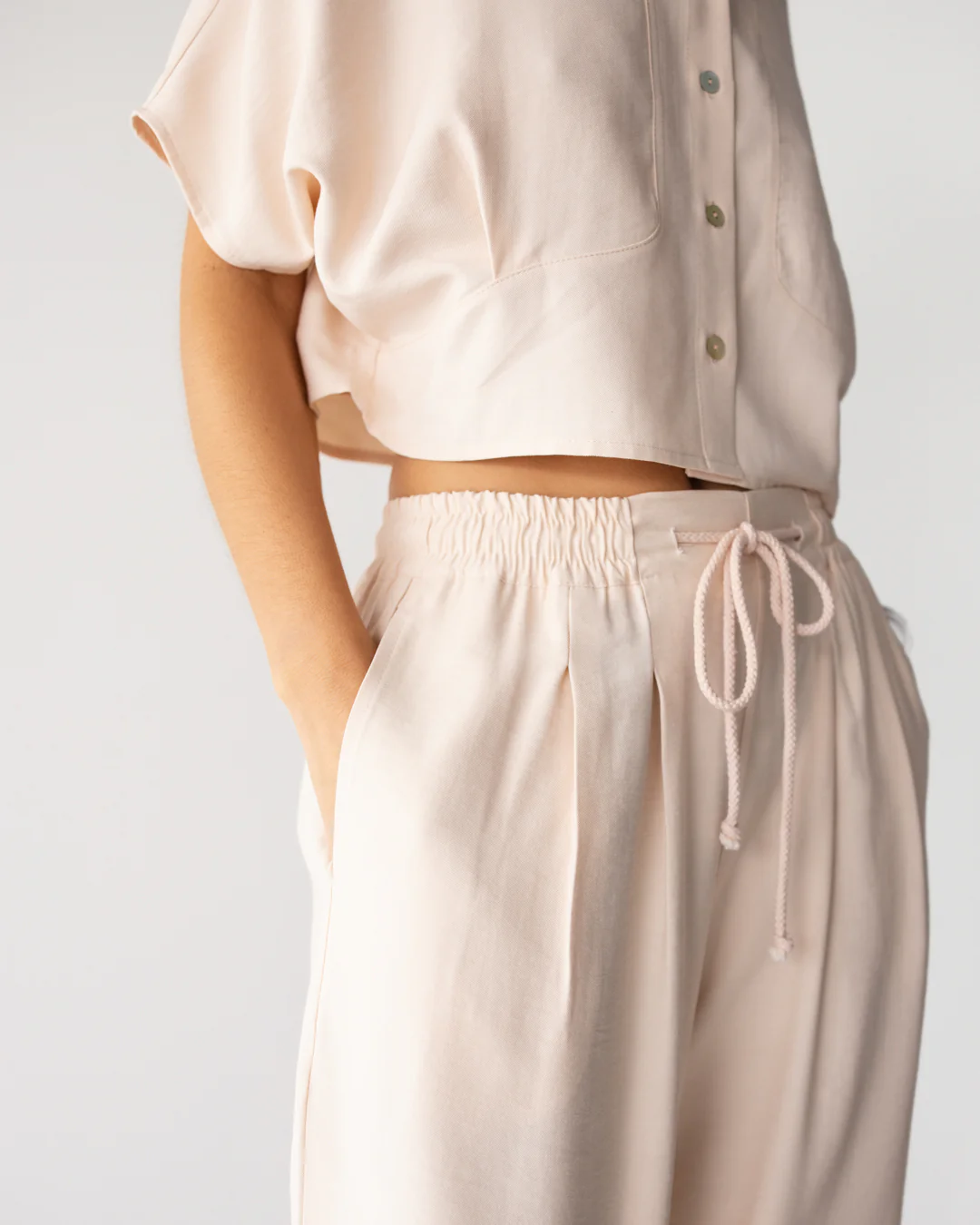 Serena Drawstring Trousers | Dusty Pink - Image 4