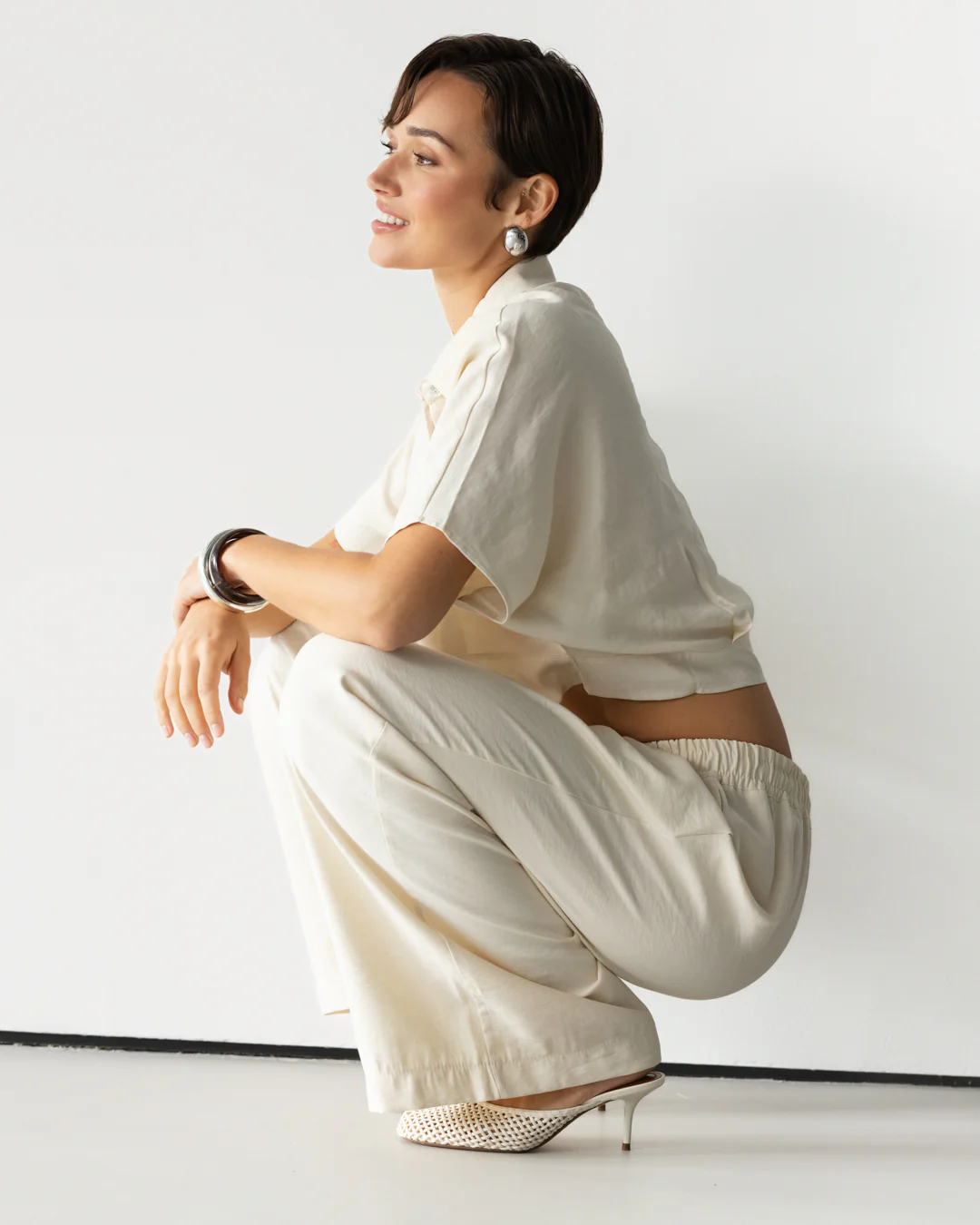 Serena Drawstring Trousers | Ivory - Image 2