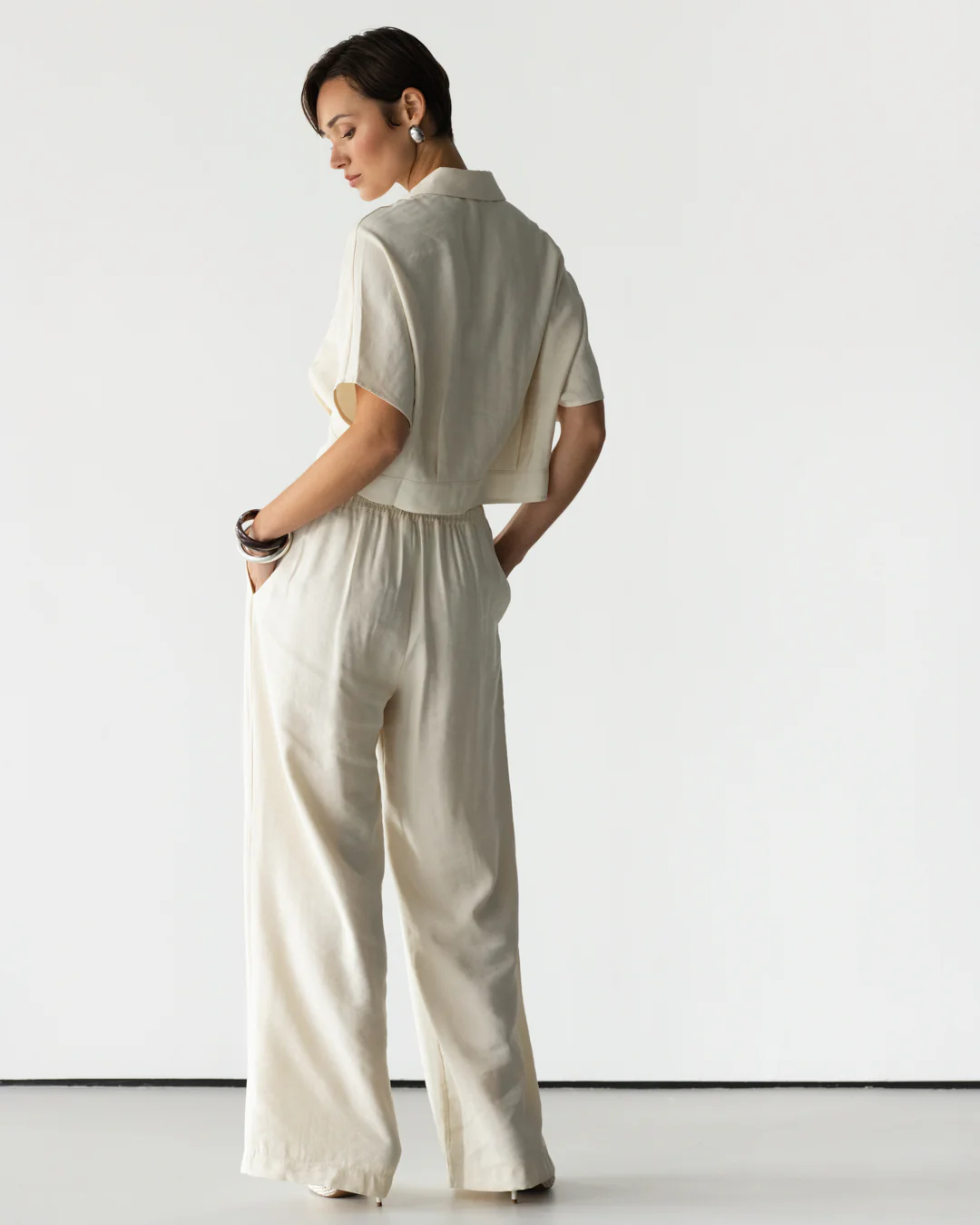 Serena Drawstring Trousers | Ivory - Image 3