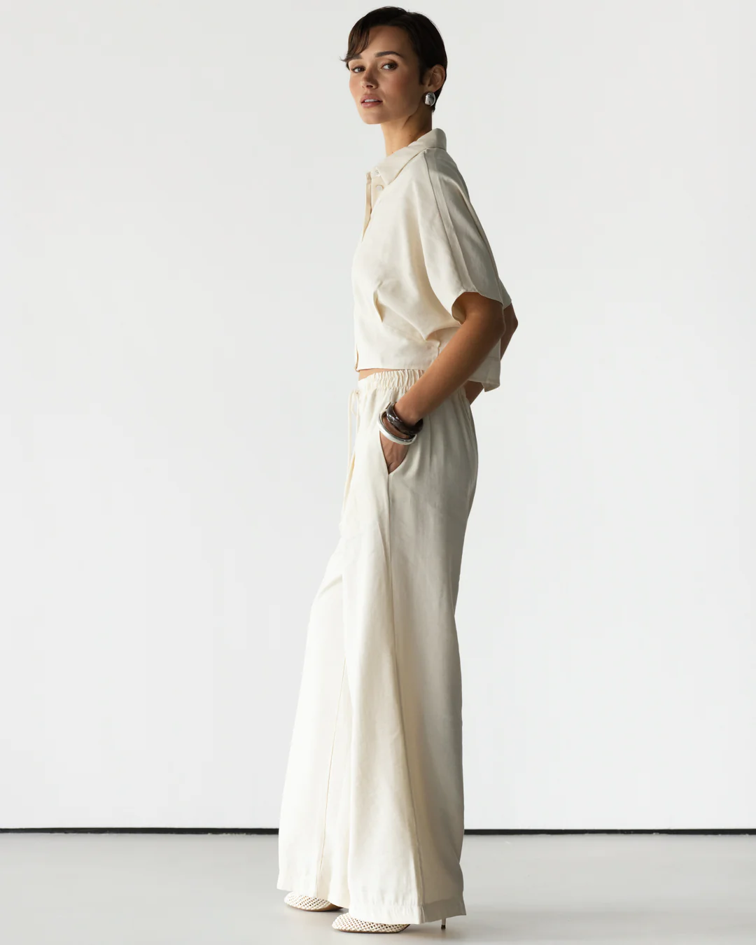 Serena Drawstring Trousers | Ivory - Image 8