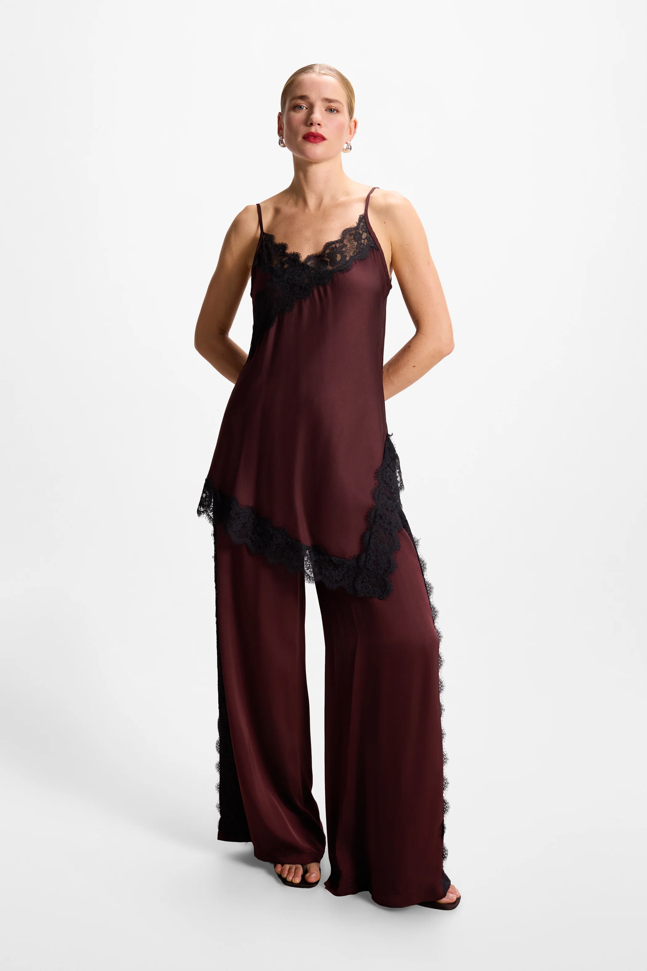 Sofia Lace Satin Trousers | Amethyst Plum - Image 5