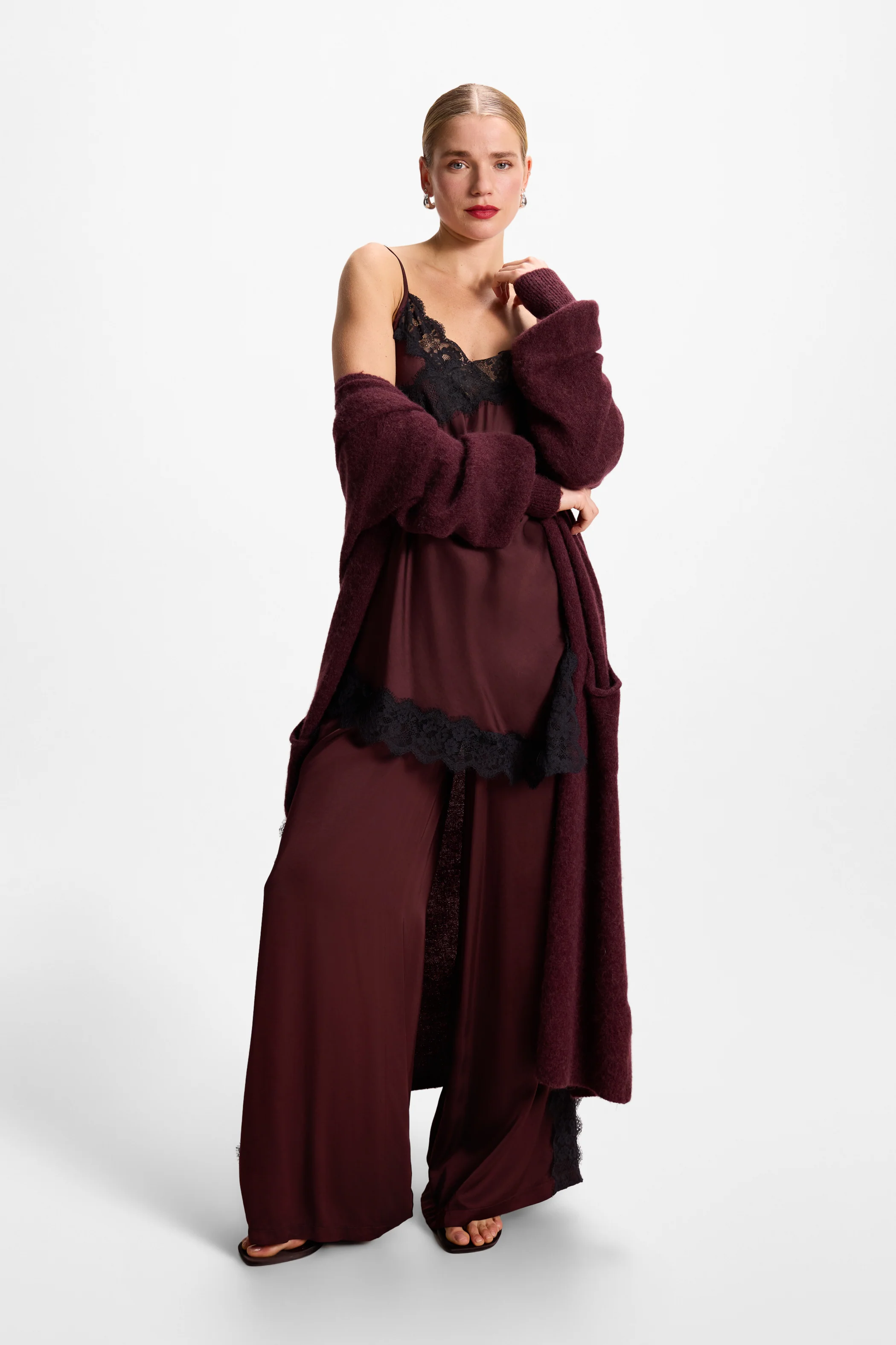 Sofia Lace Satin Trousers | Amethyst Plum - Image 4