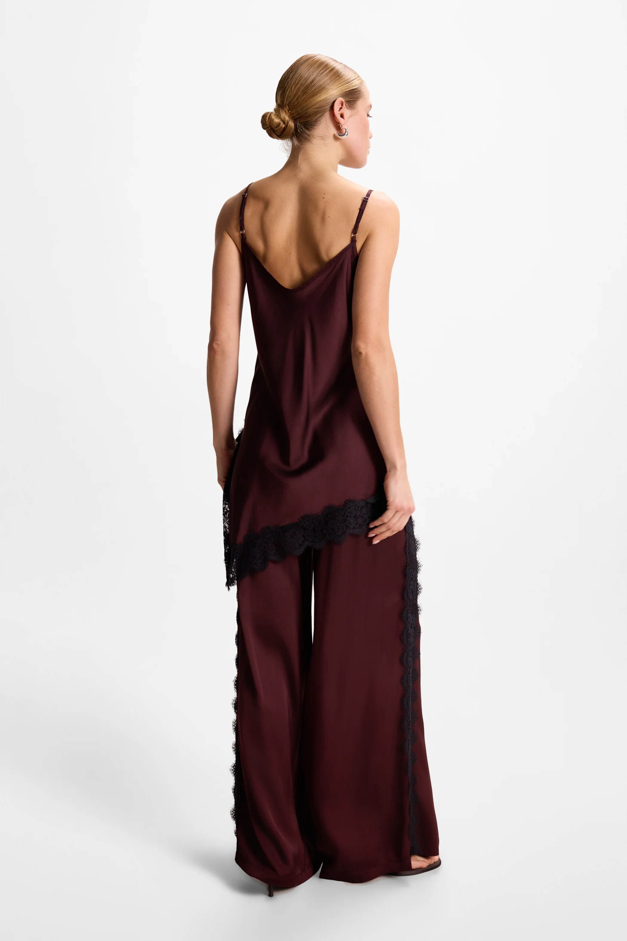 Sofia Lace Satin Trousers | Amethyst Plum - Image 3