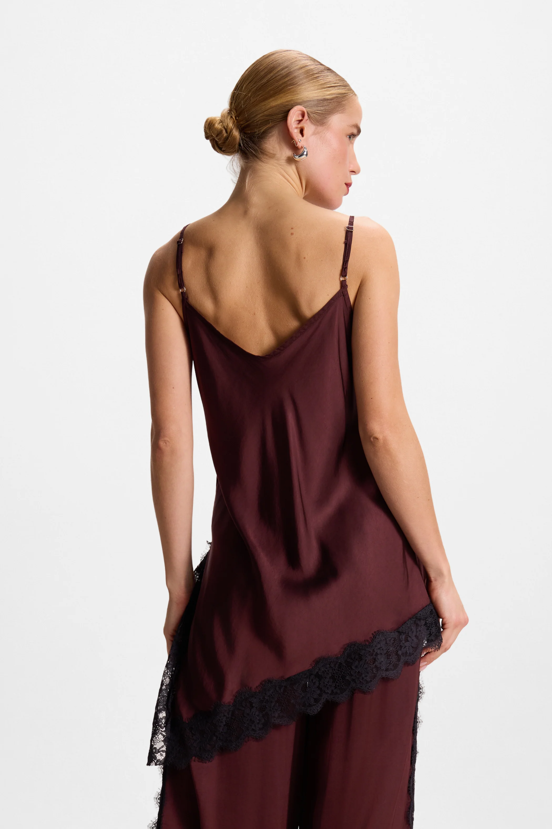 Sofia Asymmetric Lace Satin Vest | Amethyst Plum - Image 7