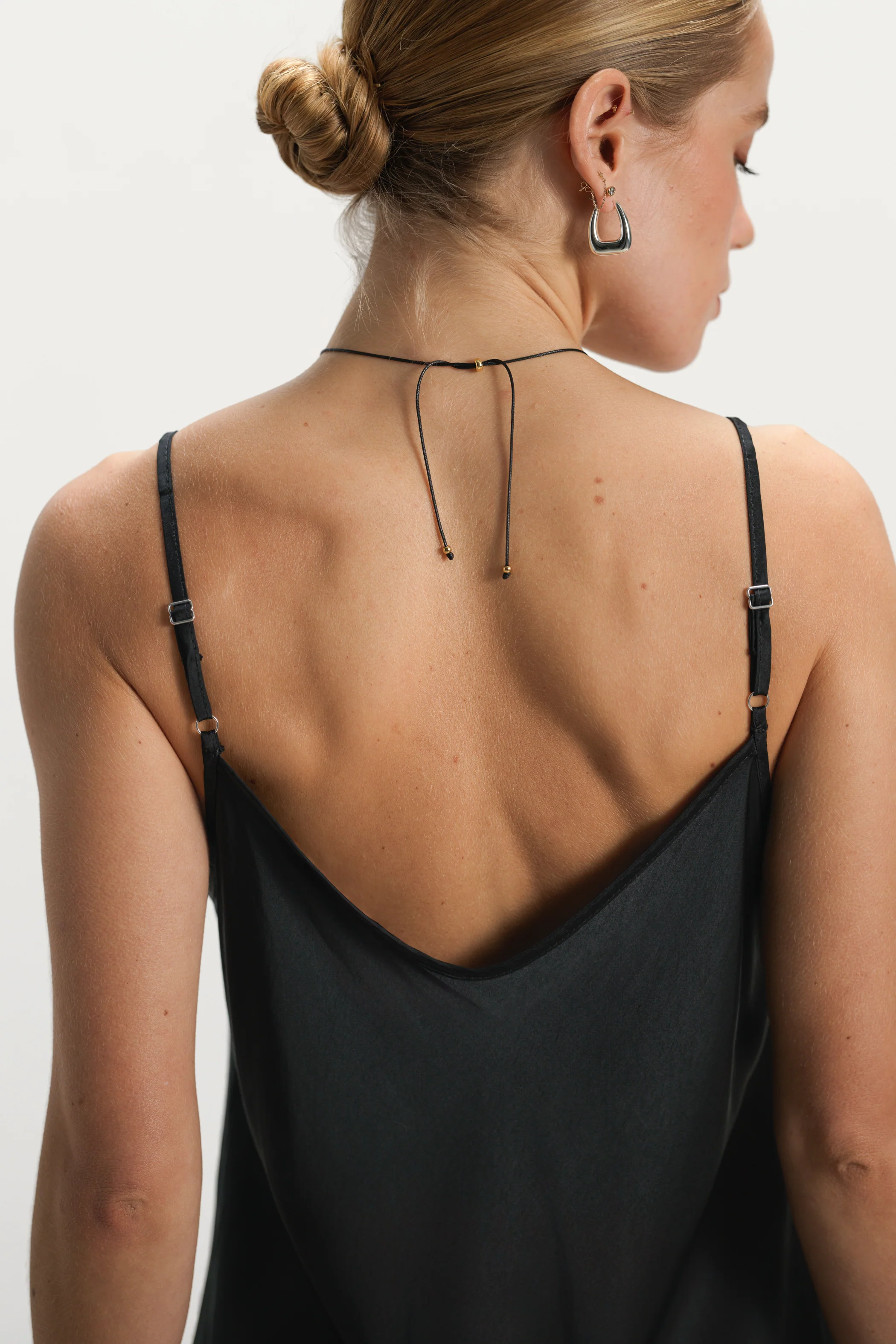 Sofia Asymmetric Lace Satin Vest | Black - Image 2