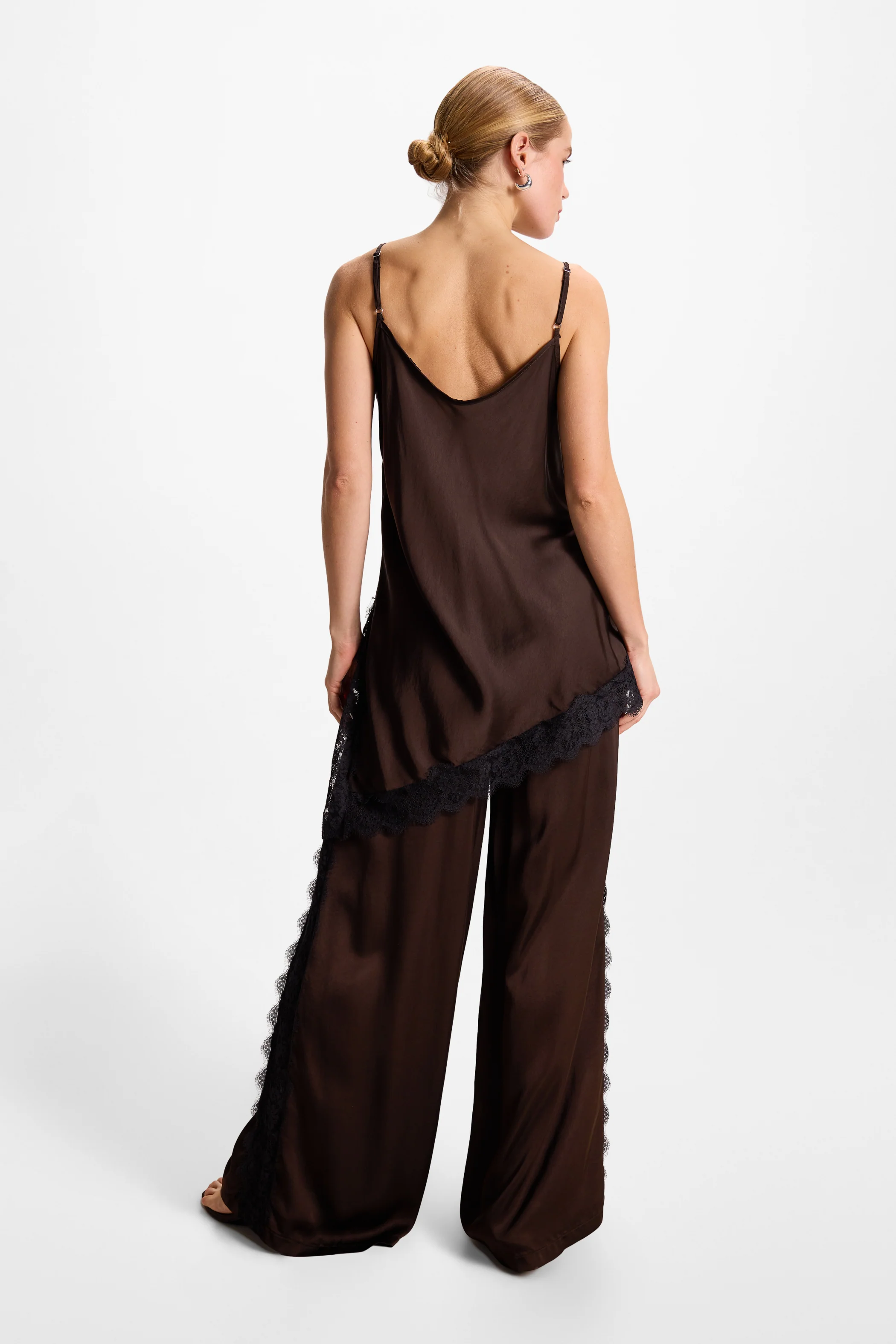 Sofia Asymmetric Lace Satin Vest | Espresso Brown - Image 5